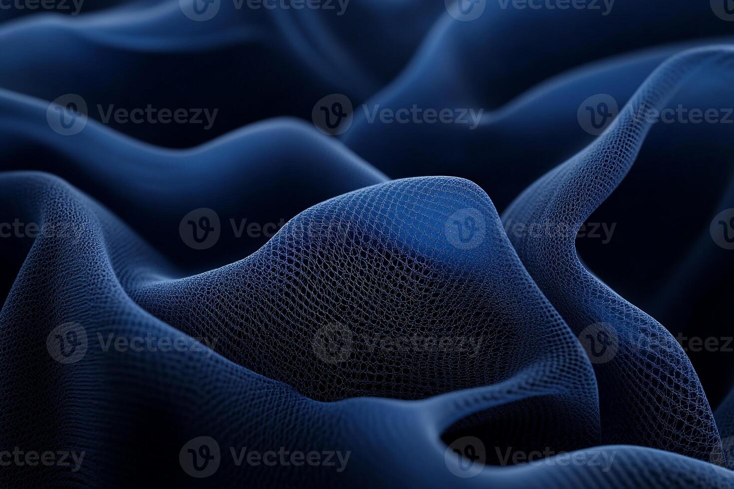 Abstract navy blue fabric with a textured, wavy, mesh-like surface photo