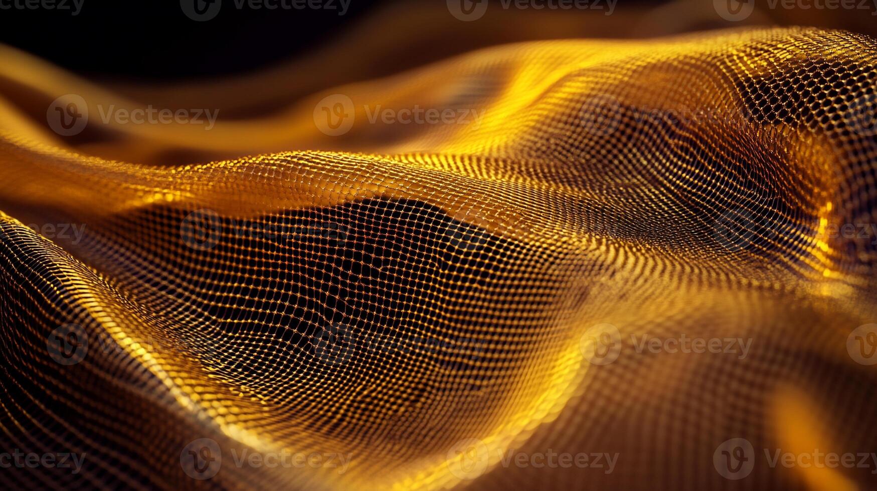 Golden, flowing, mesh-like abstract texture photo