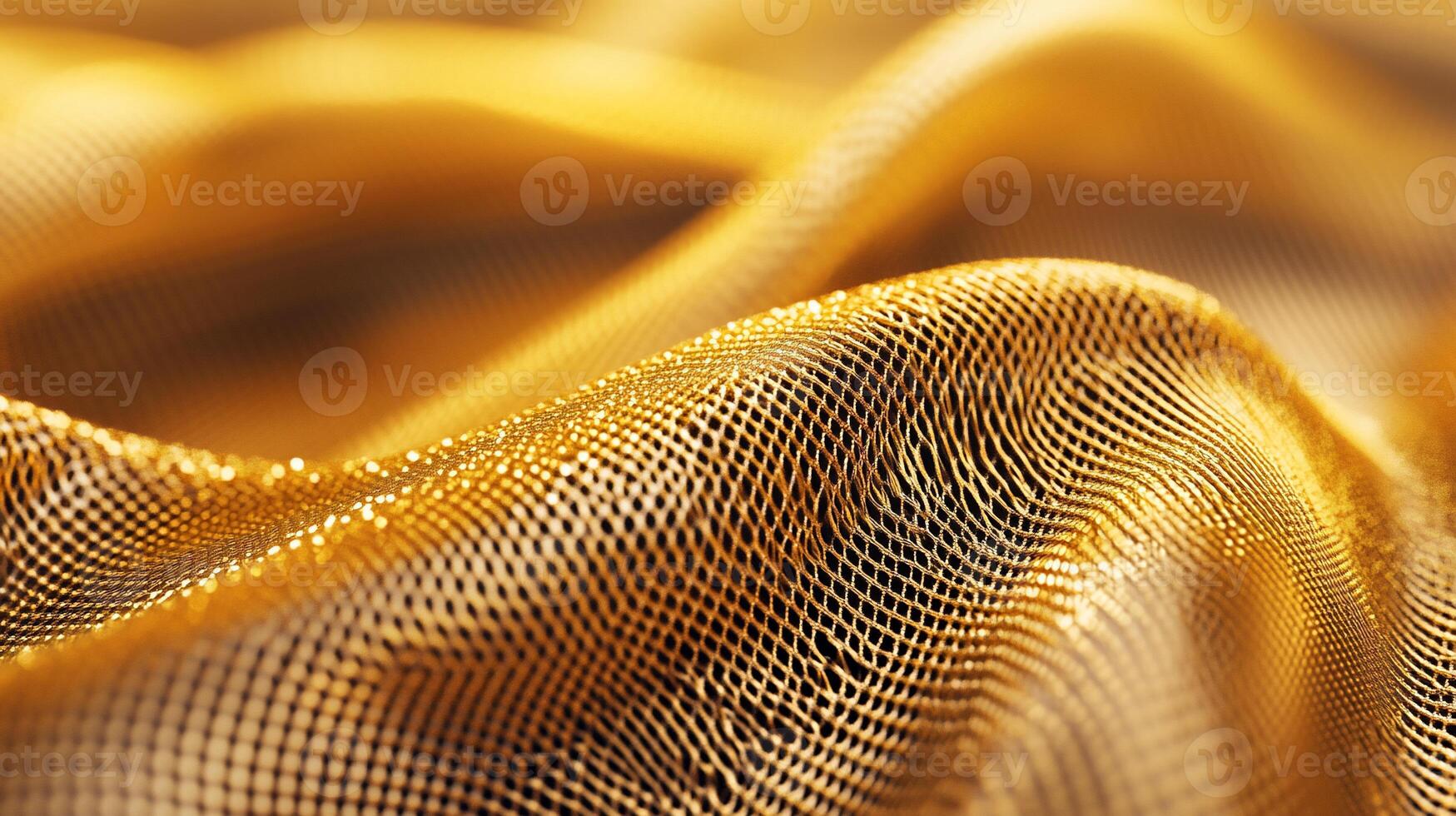 Golden, flowing mesh fabric with a subtle, textured pattern photo
