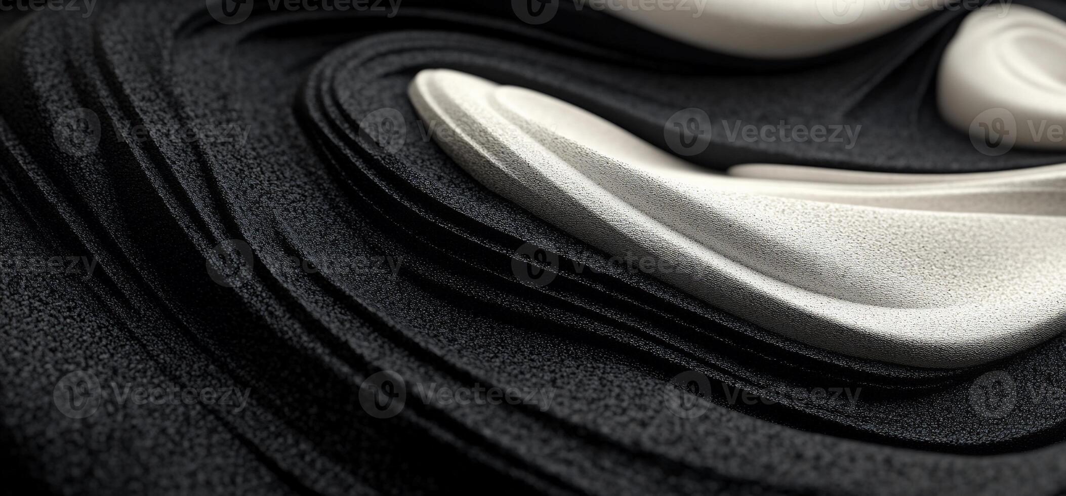 Abstract swirling black and white textured forms photo