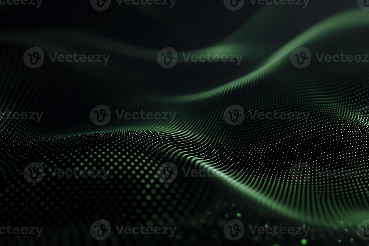 Abstract green wave of glowing particles photo