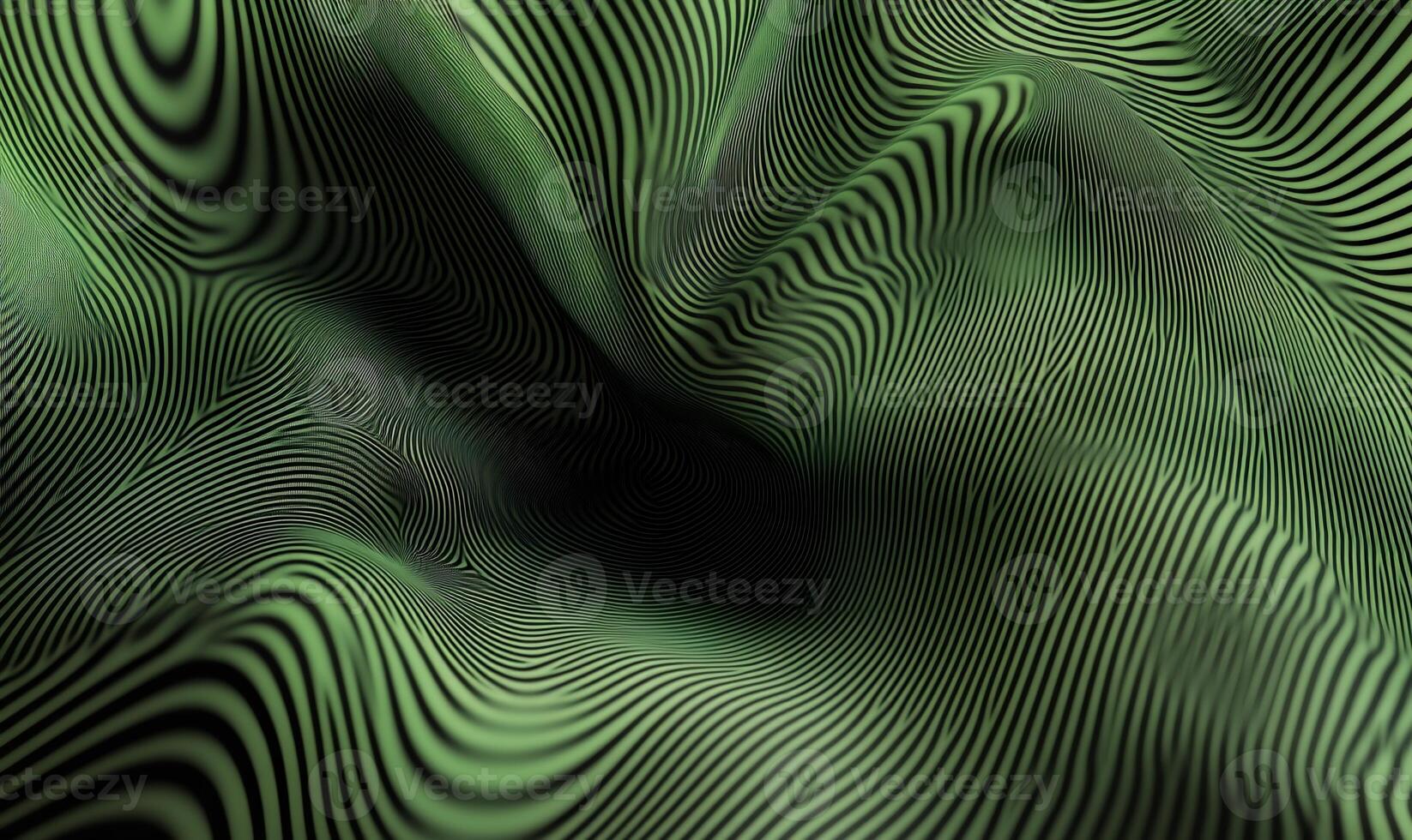 Abstract green, wavy, striped textile pattern photo