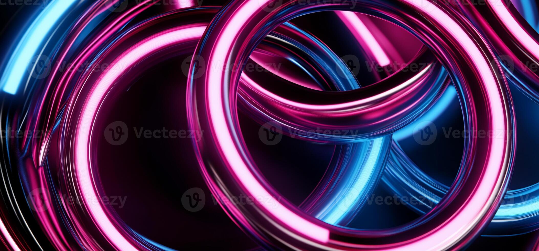 A bunch of neon rings are arranged in a circle photo