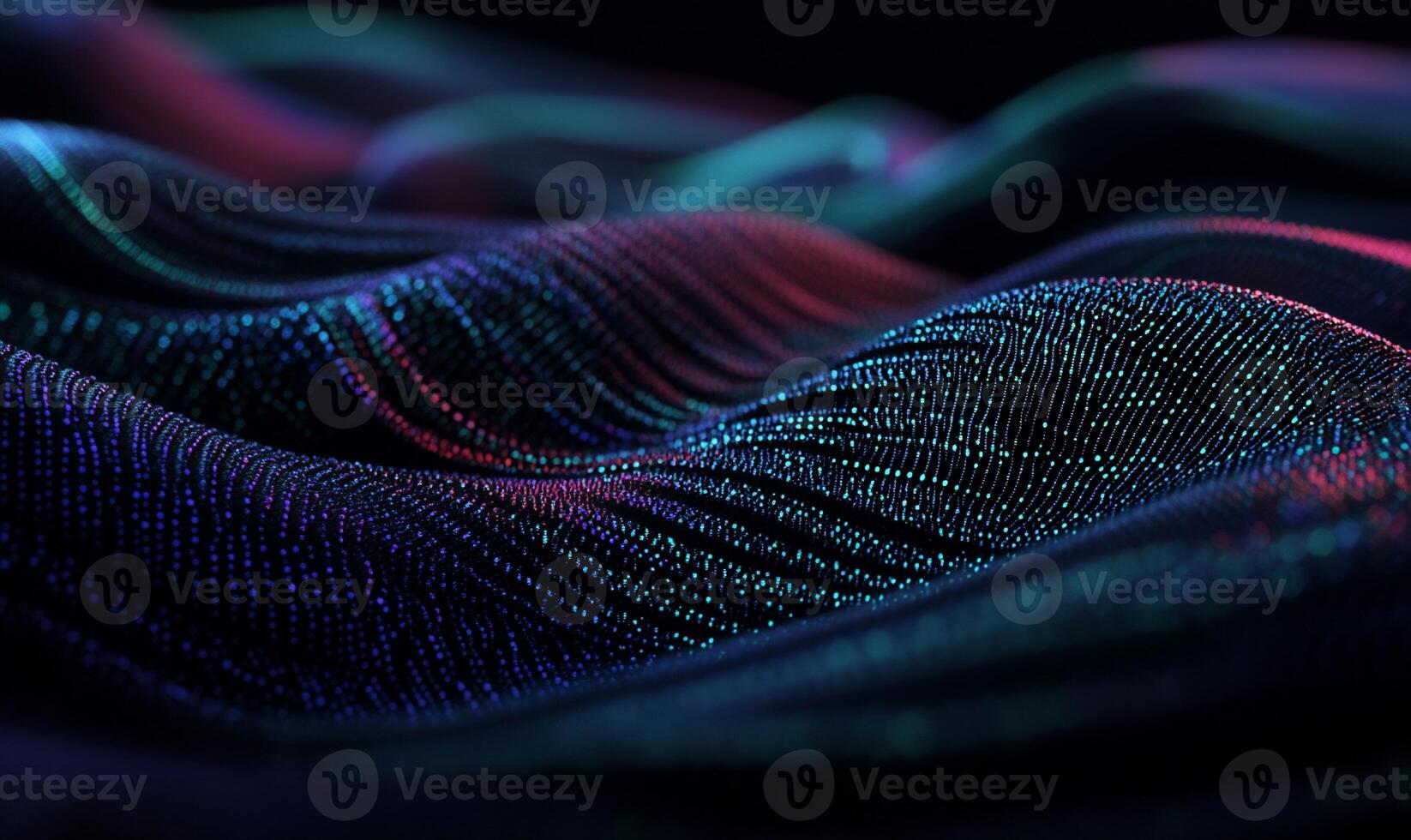Abstract digital wave, vibrant hues, flowing data visualization photo