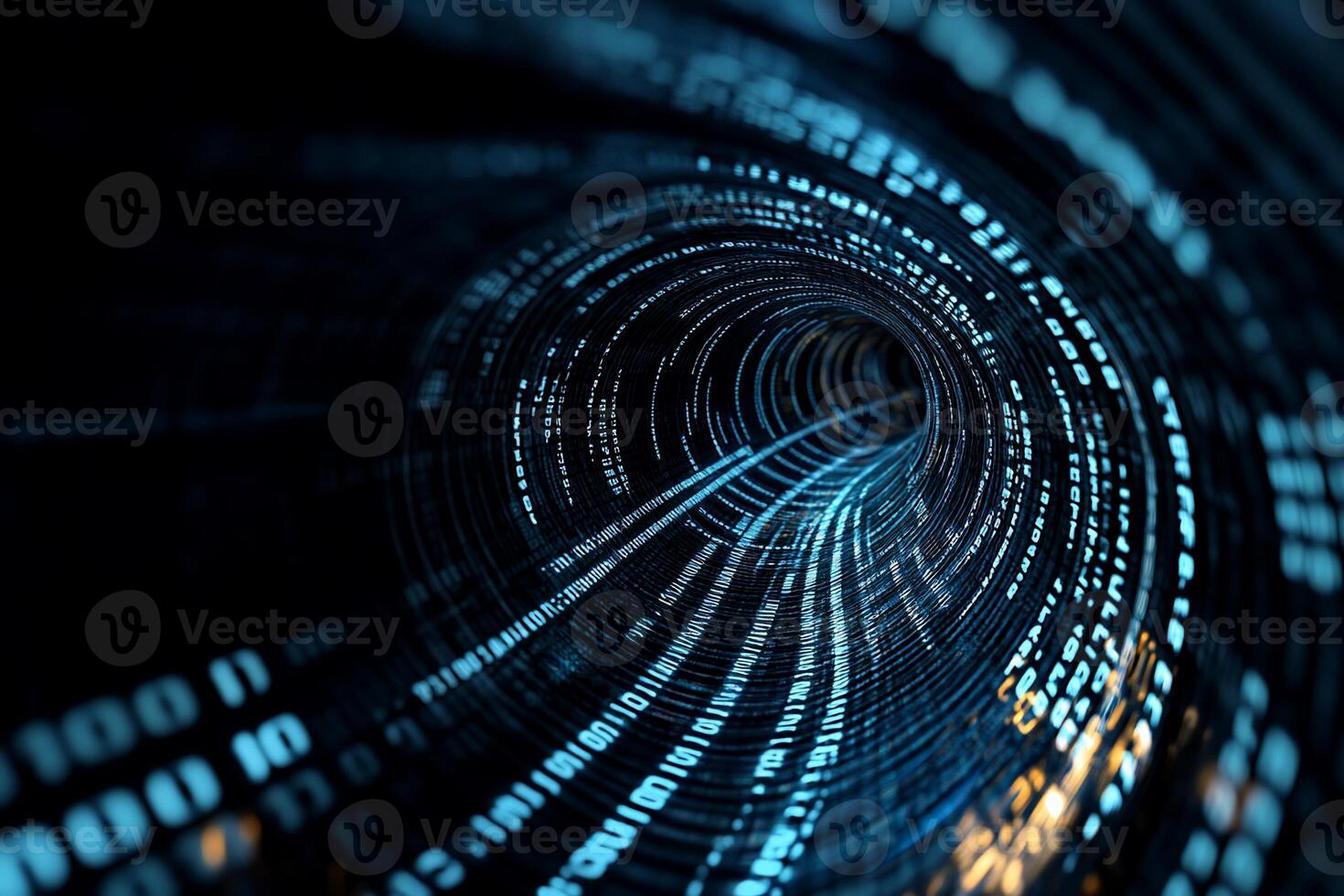 Abstract swirling tunnel of binary code photo