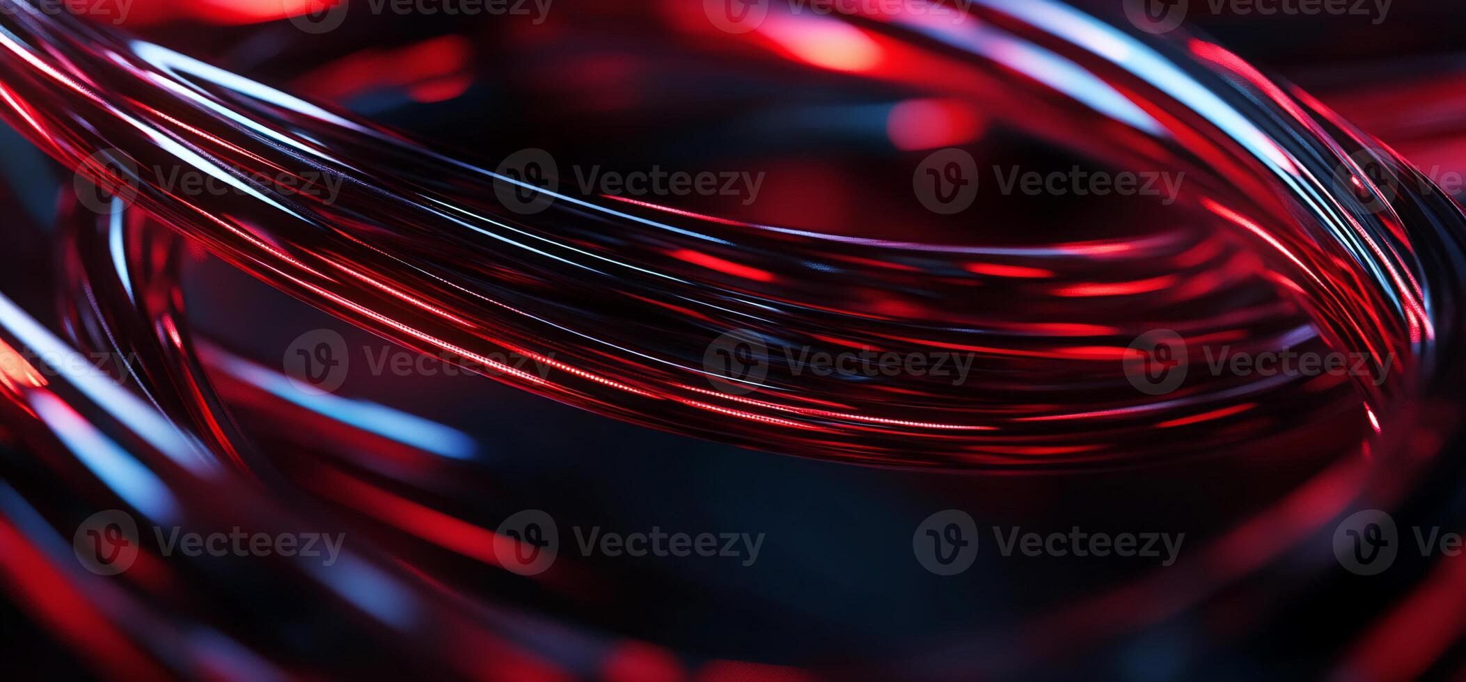 Abstract red and blue glowing lines swirl photo