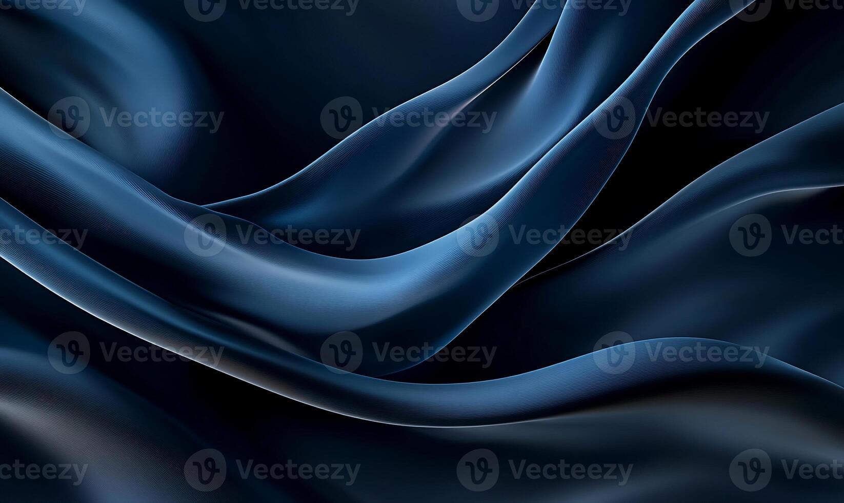 Dark blue fabric flowing elegantly, creating smooth, deep curves photo