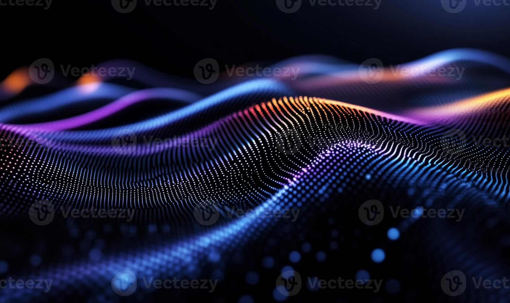 Abstract colorful waves of glowing particles photo