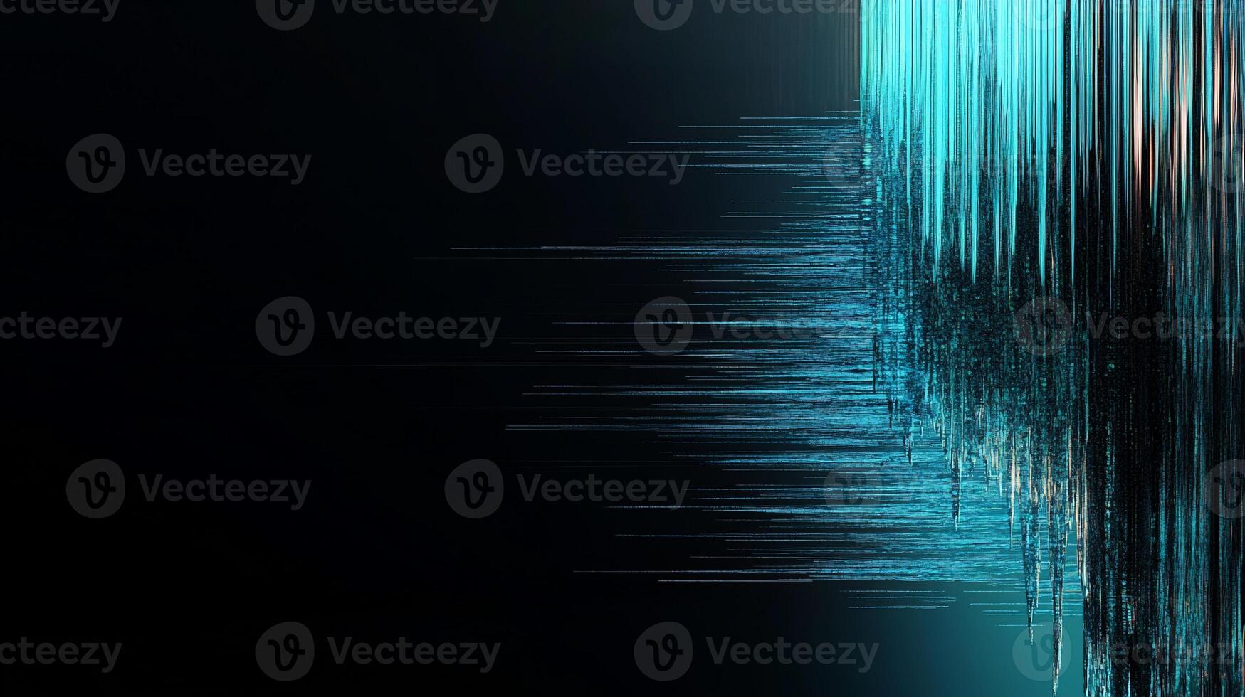Abstract cyan streaks on dark background, digital art photo