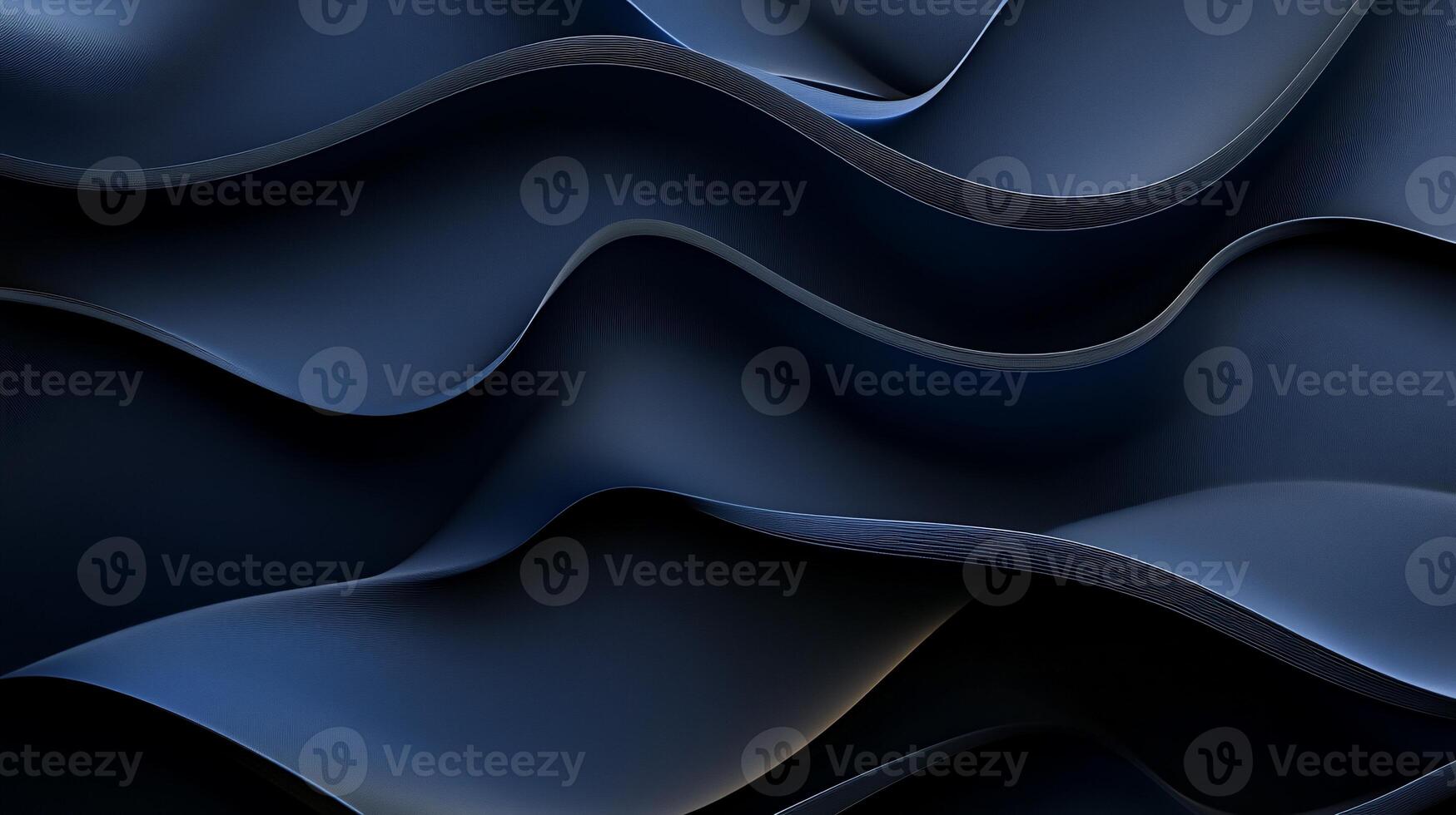 Abstract dark blue waves, flowing, layered, smooth texture photo