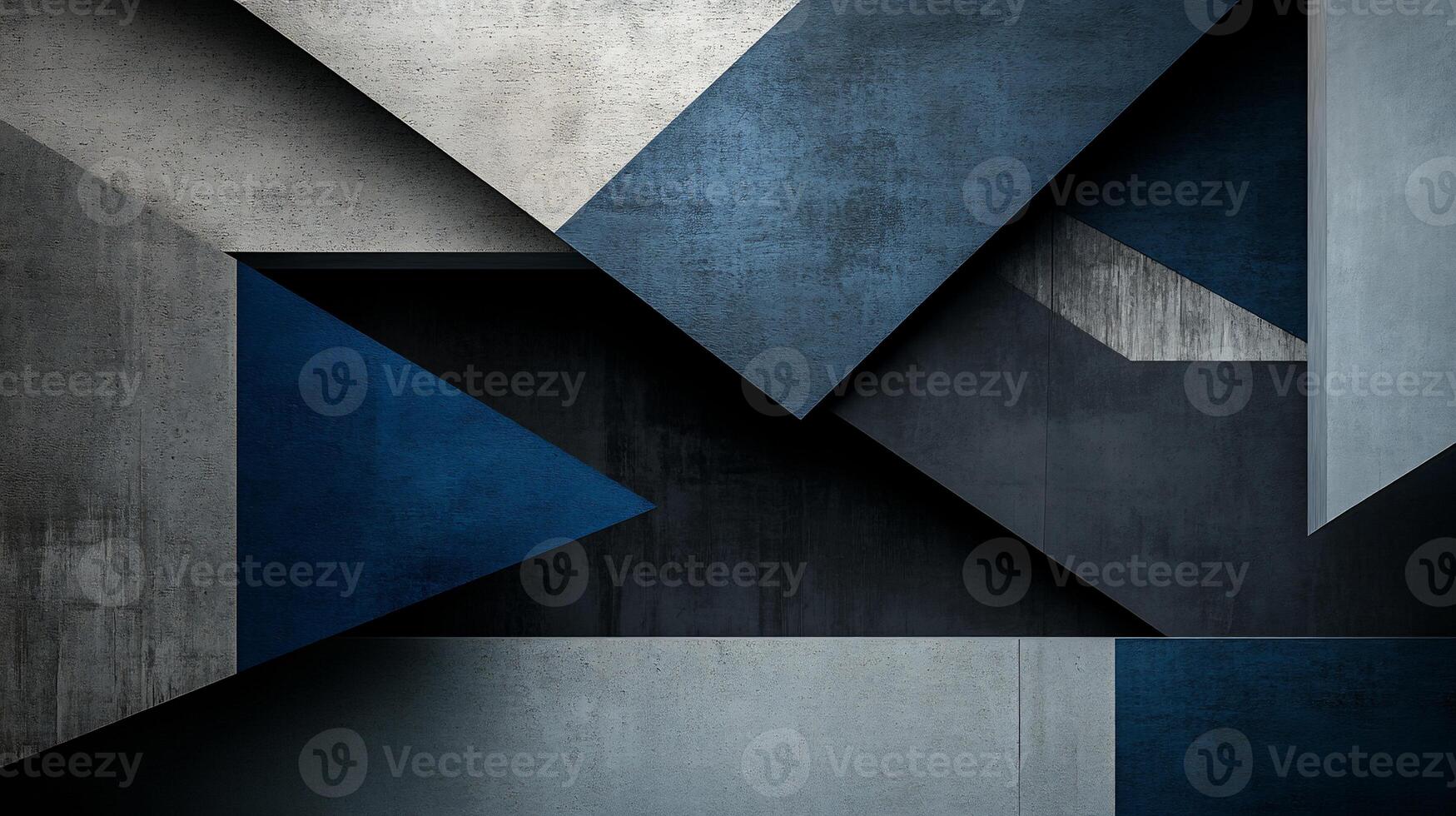 Abstract geometric shapes in shades of blue and grey with a textured, industrial feel photo