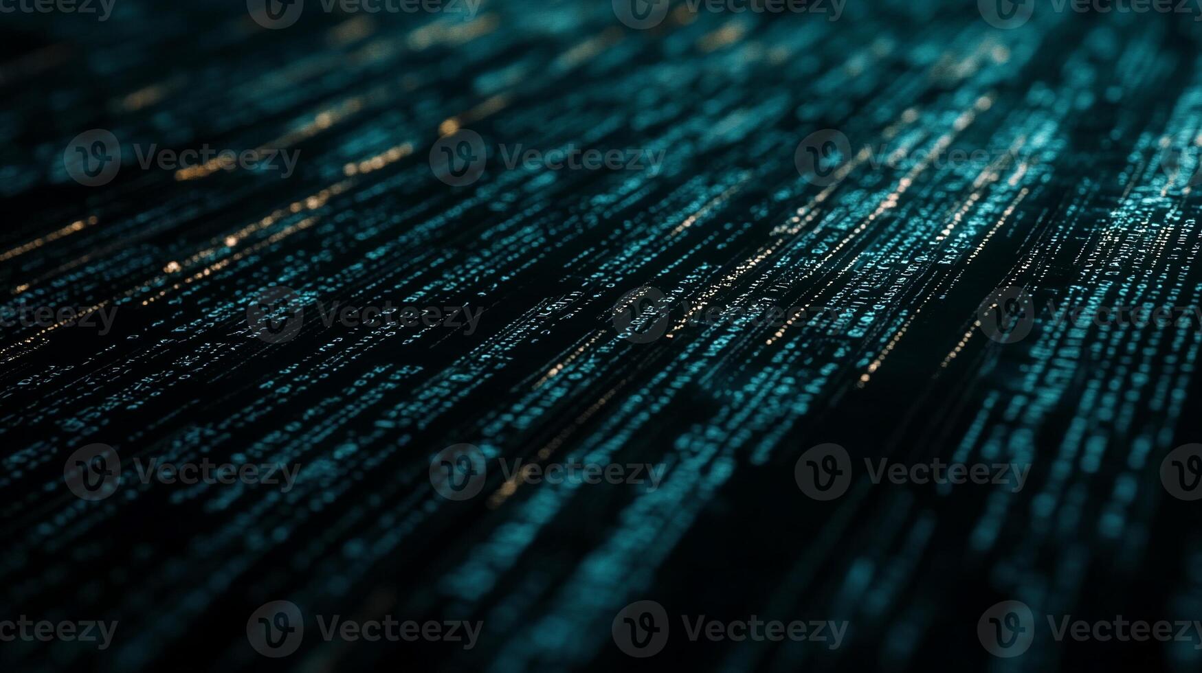 Abstract digital data stream, teal and gold photo