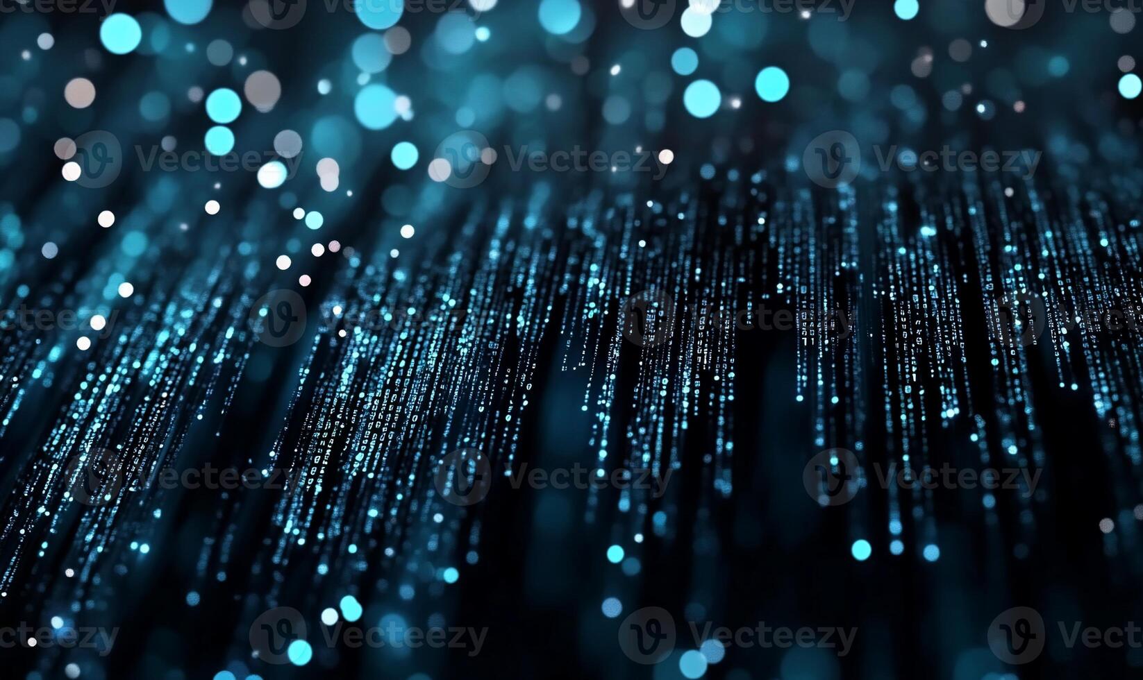 Blue light and water droplets on a black background photo