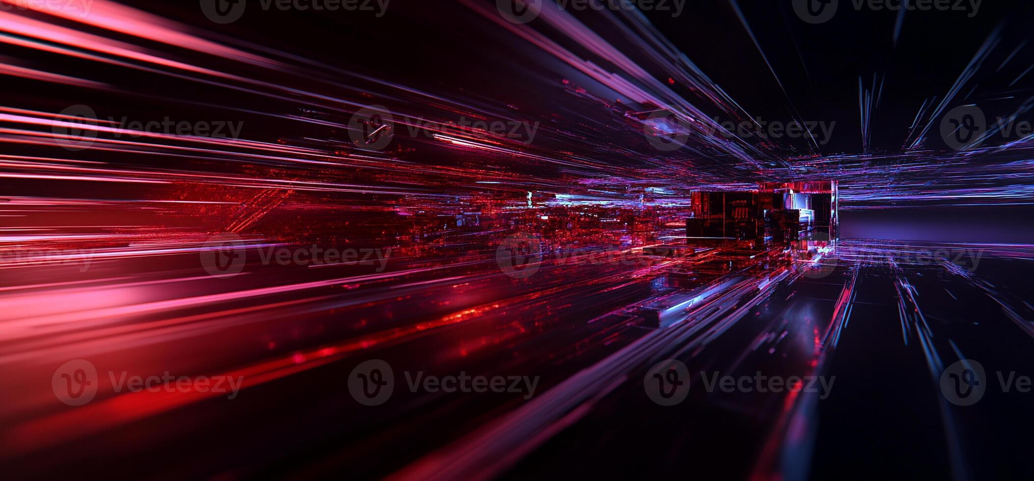 A red and black background with a red and blue light photo