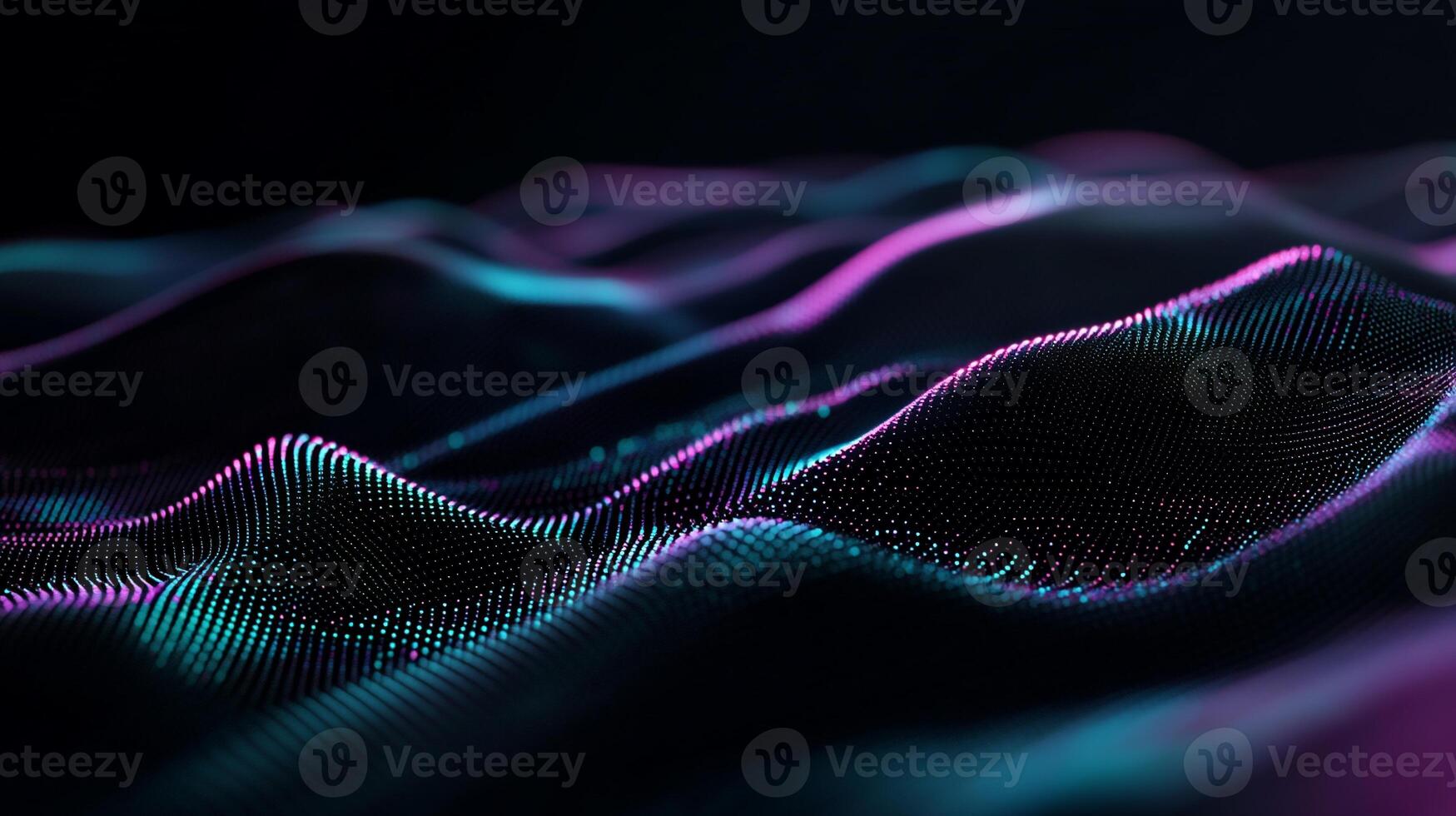 Abstract data visualization, digital wave patterns in vibrant colors. Data points forming undulating structures photo