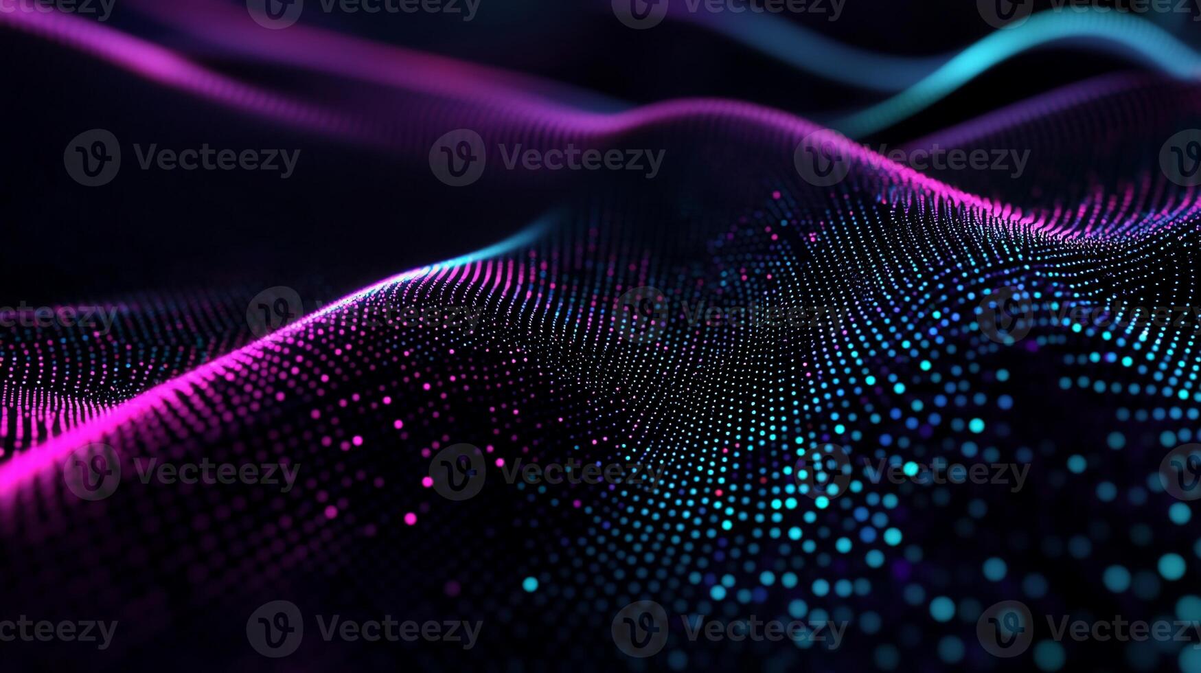 Abstract digital wave, vibrant particles. Dynamic, futuristic, data flow photo