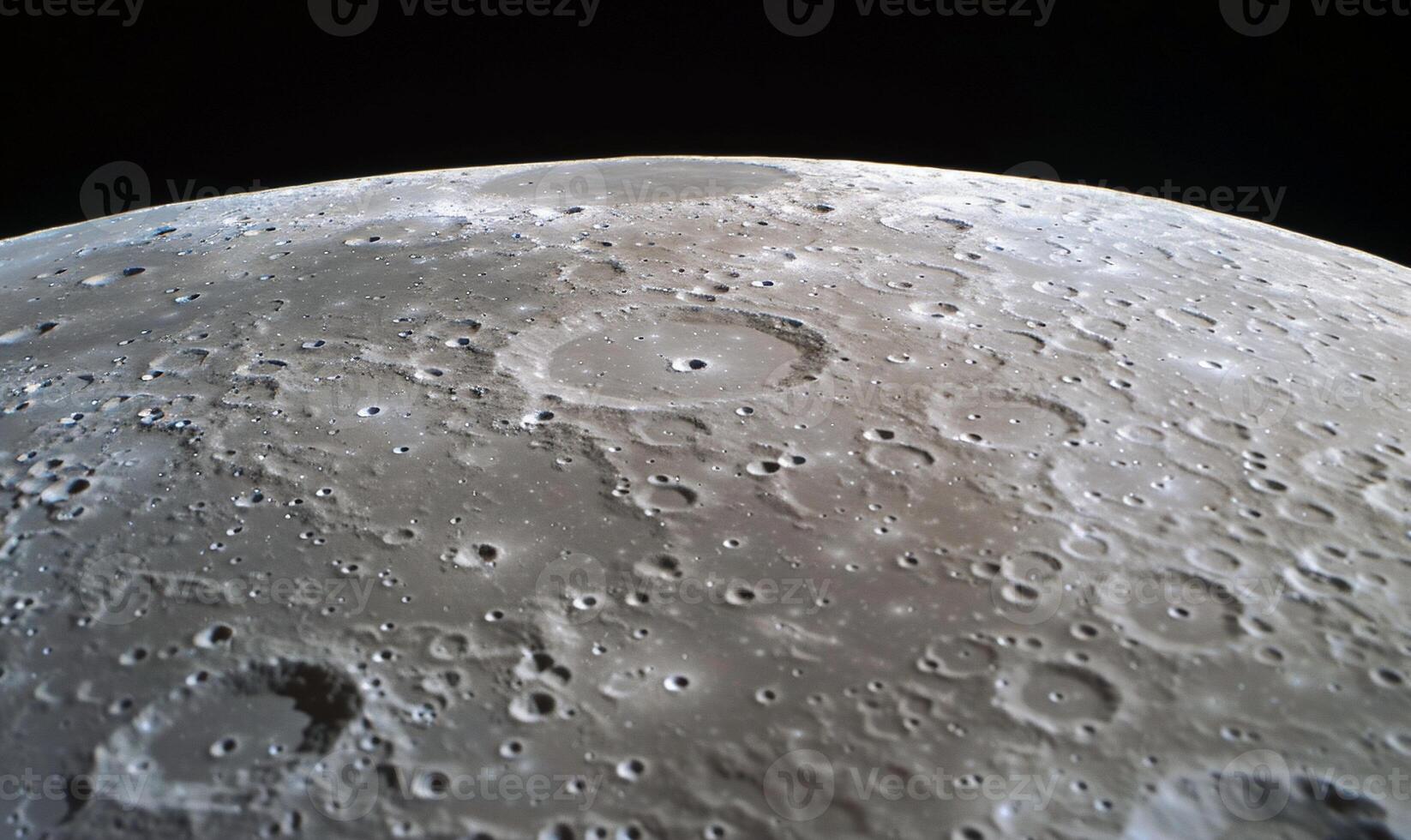 The moon's surface is shown from above photo