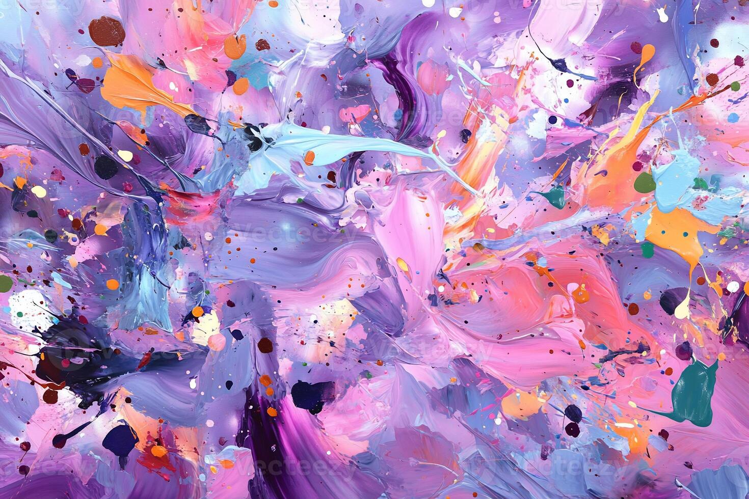 Abstract, vibrant, colorful, textured artwork. Splashes, swirls, and flowing paint create a dynamic visual spectacle photo