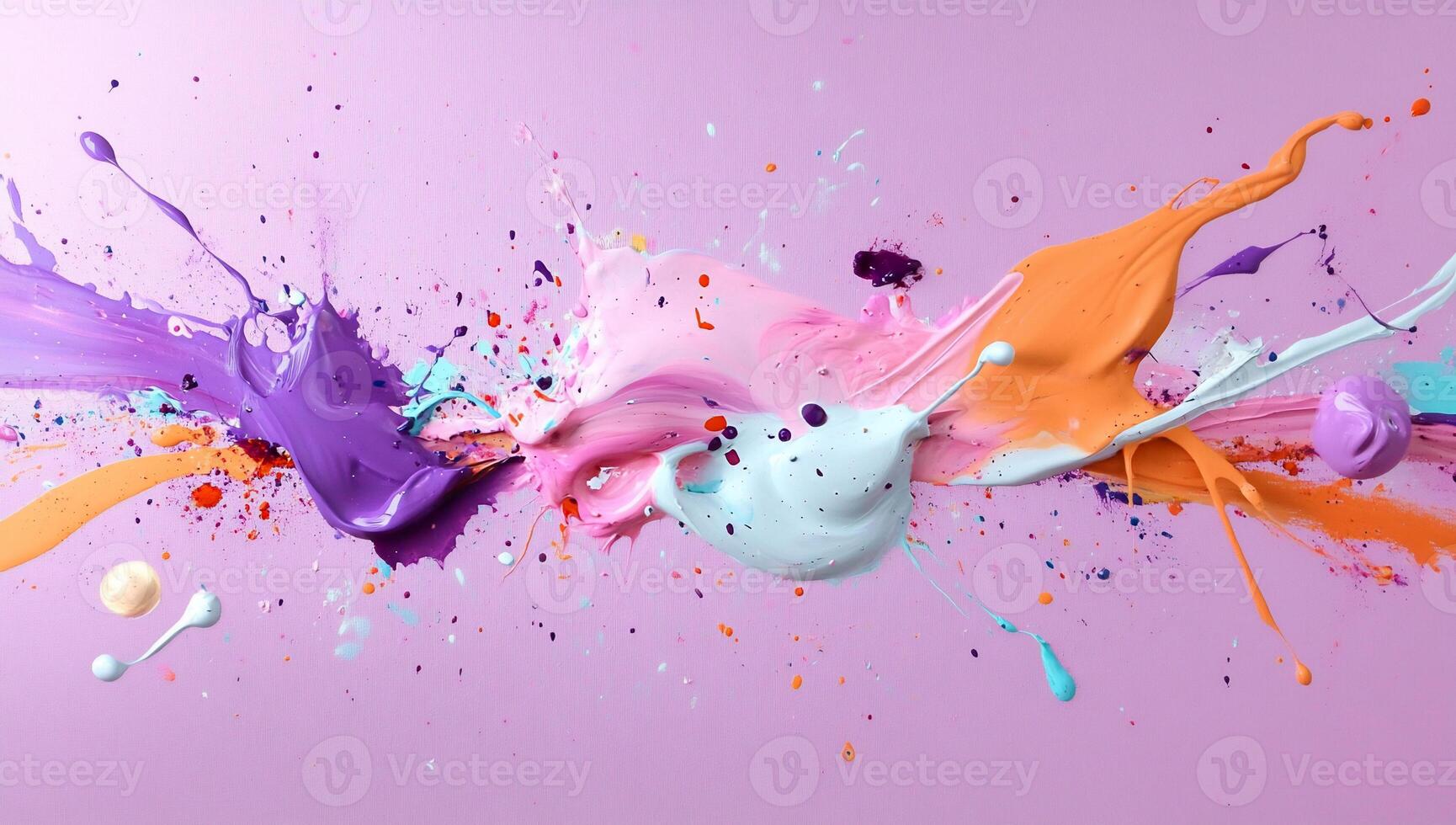 Vibrant paint splashes in pastel hues photo