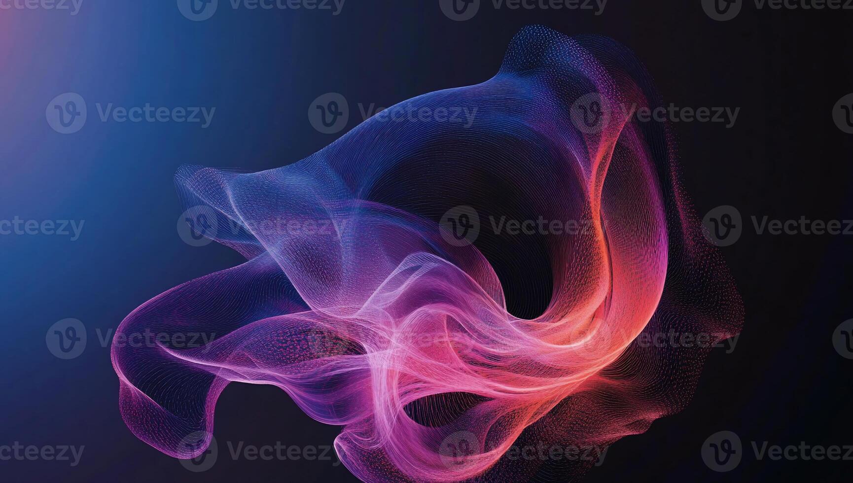 Abstract swirling shapes of vibrant colors in a dark background. Intricate, flowing forms photo