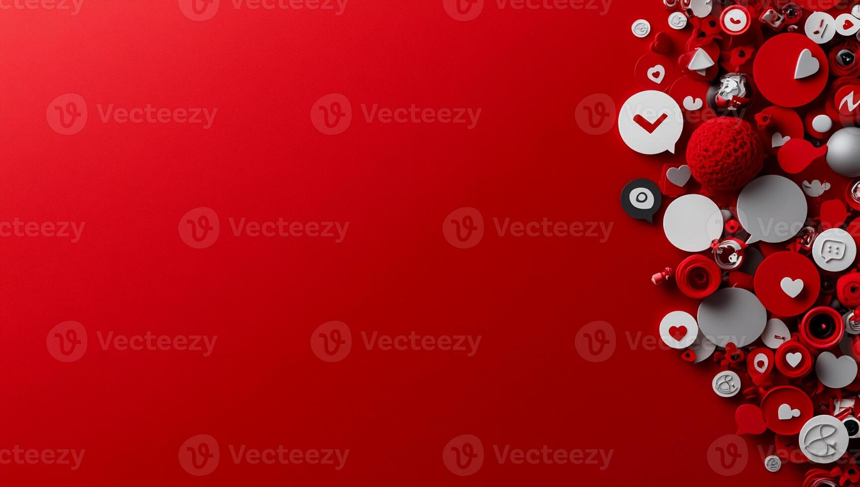 Social media icons on red background photo