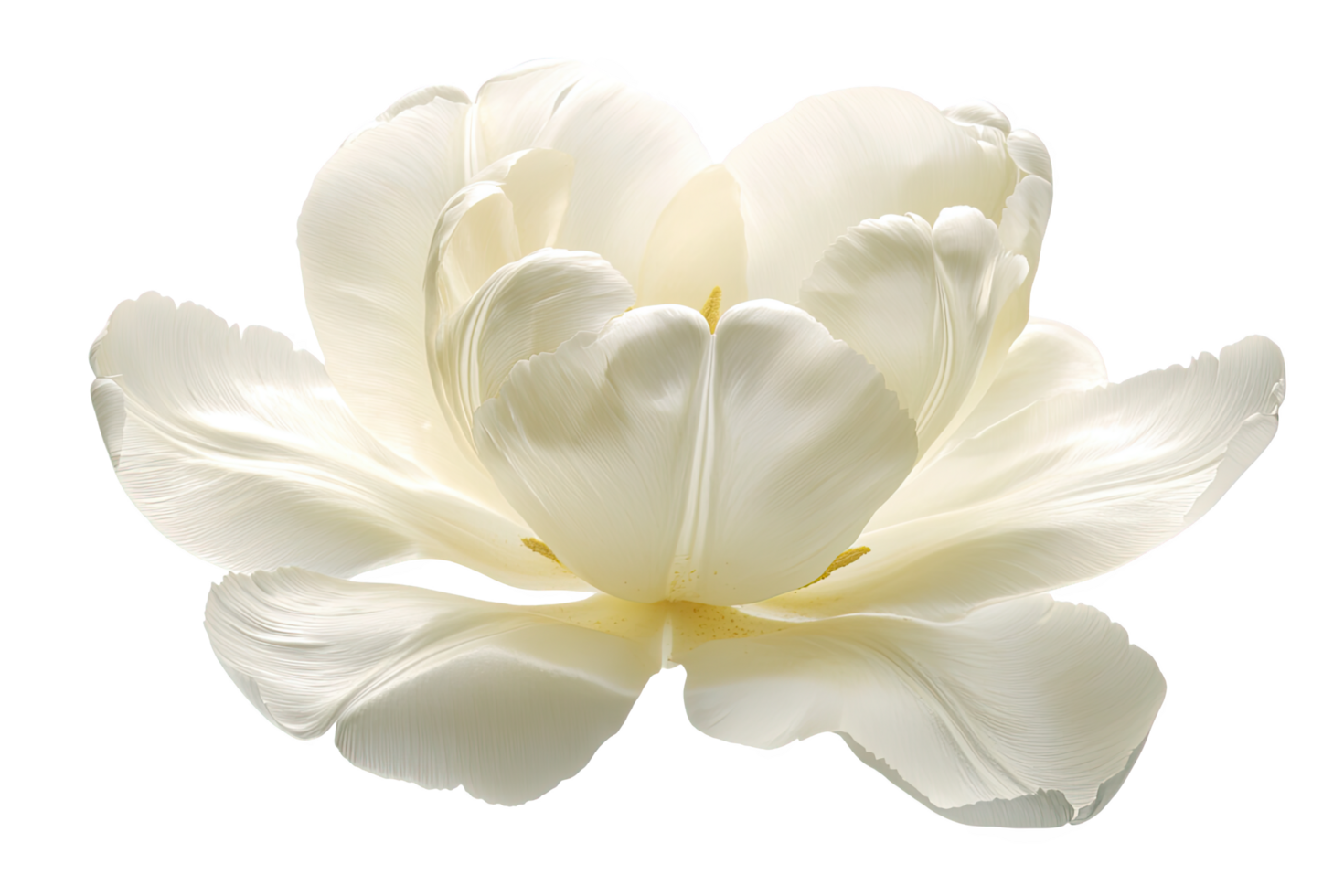 Isolated White Tulip Flower on Transparent Backdrop Close Up Detailed Petals png