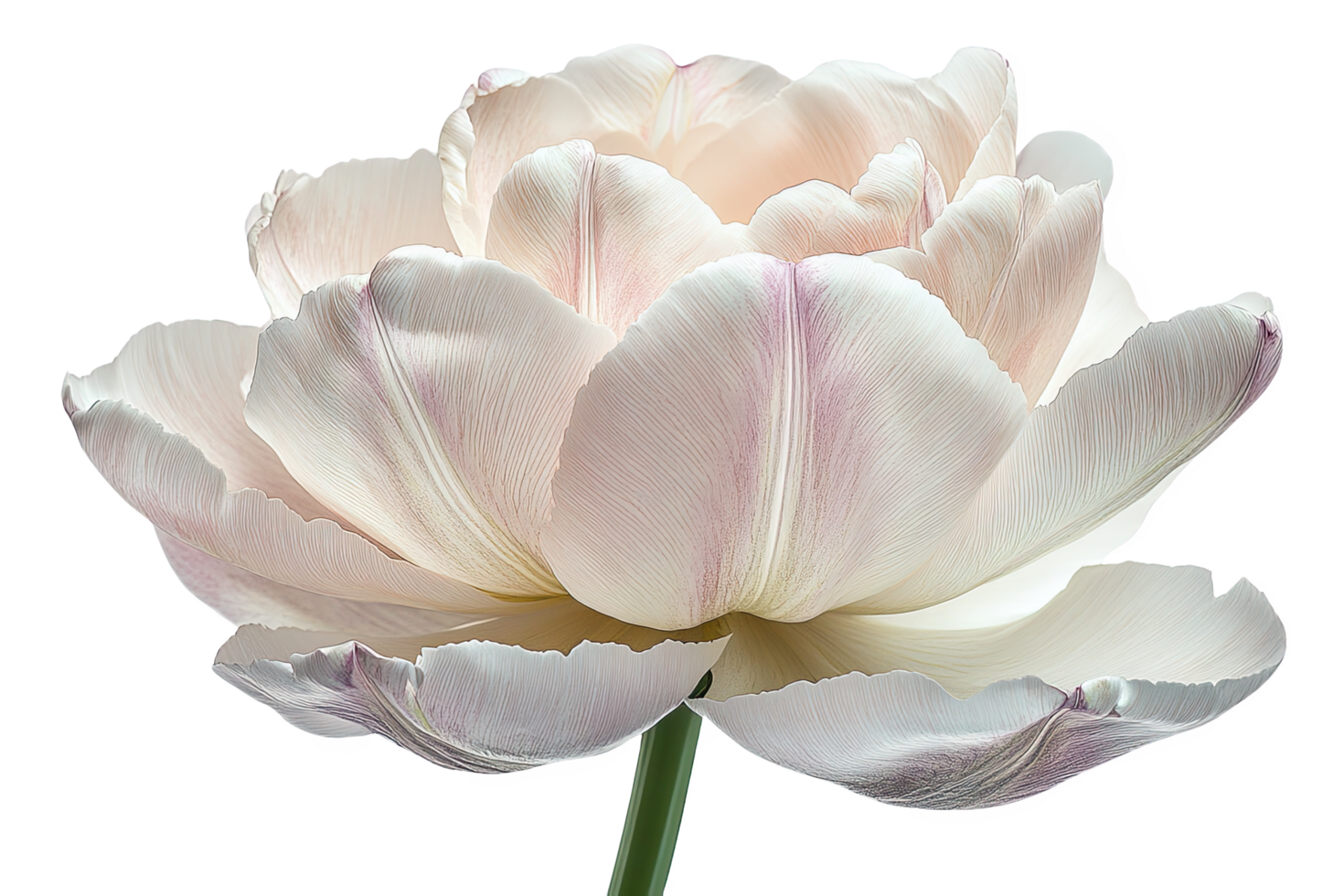 Macro Shot of Light Pink and White Tulip Flower with Transparent Background png