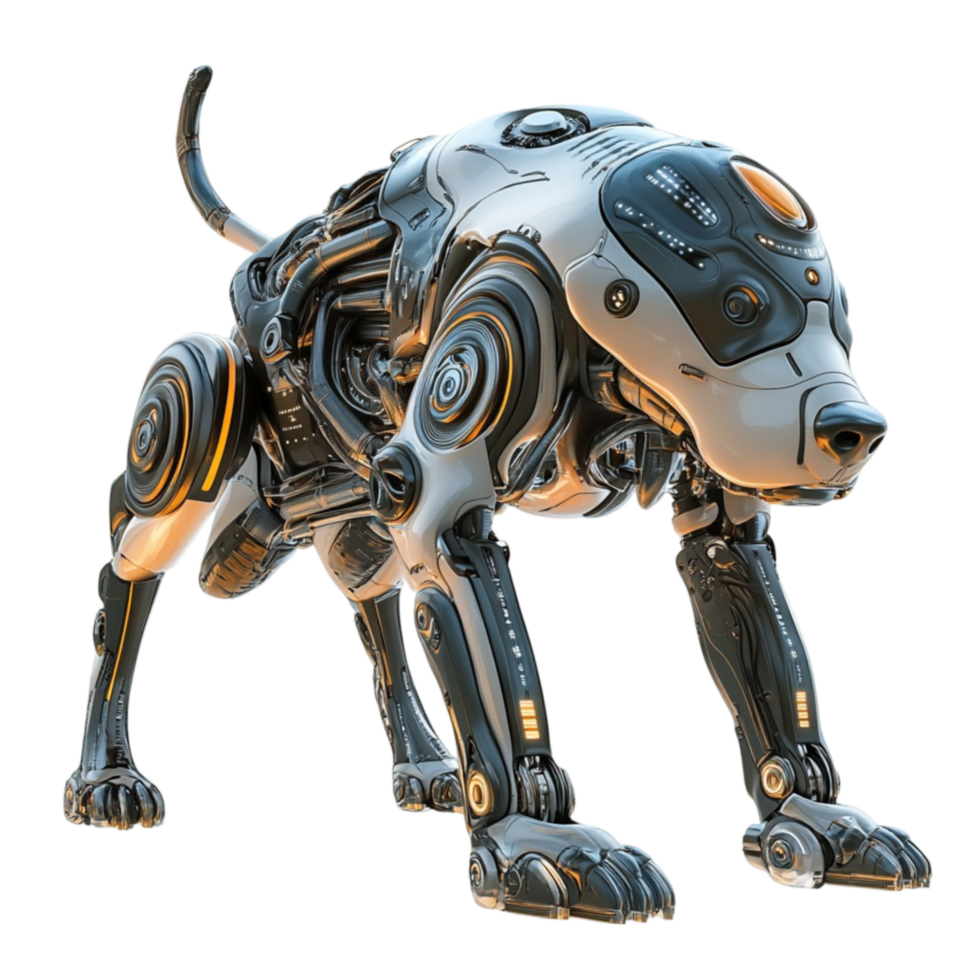 A robot dog with a large head and legs png