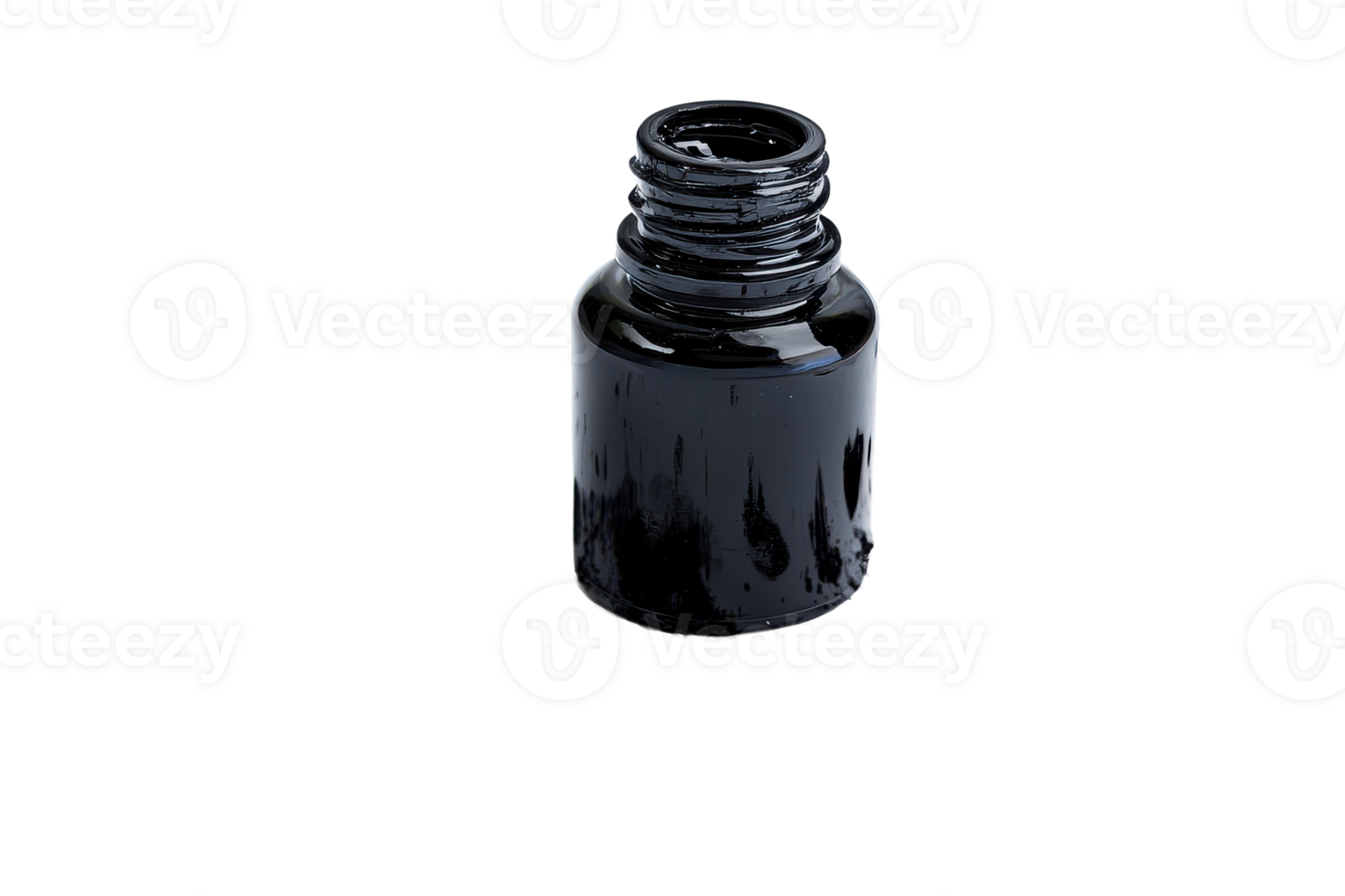 a bottle of black ink with a simple png