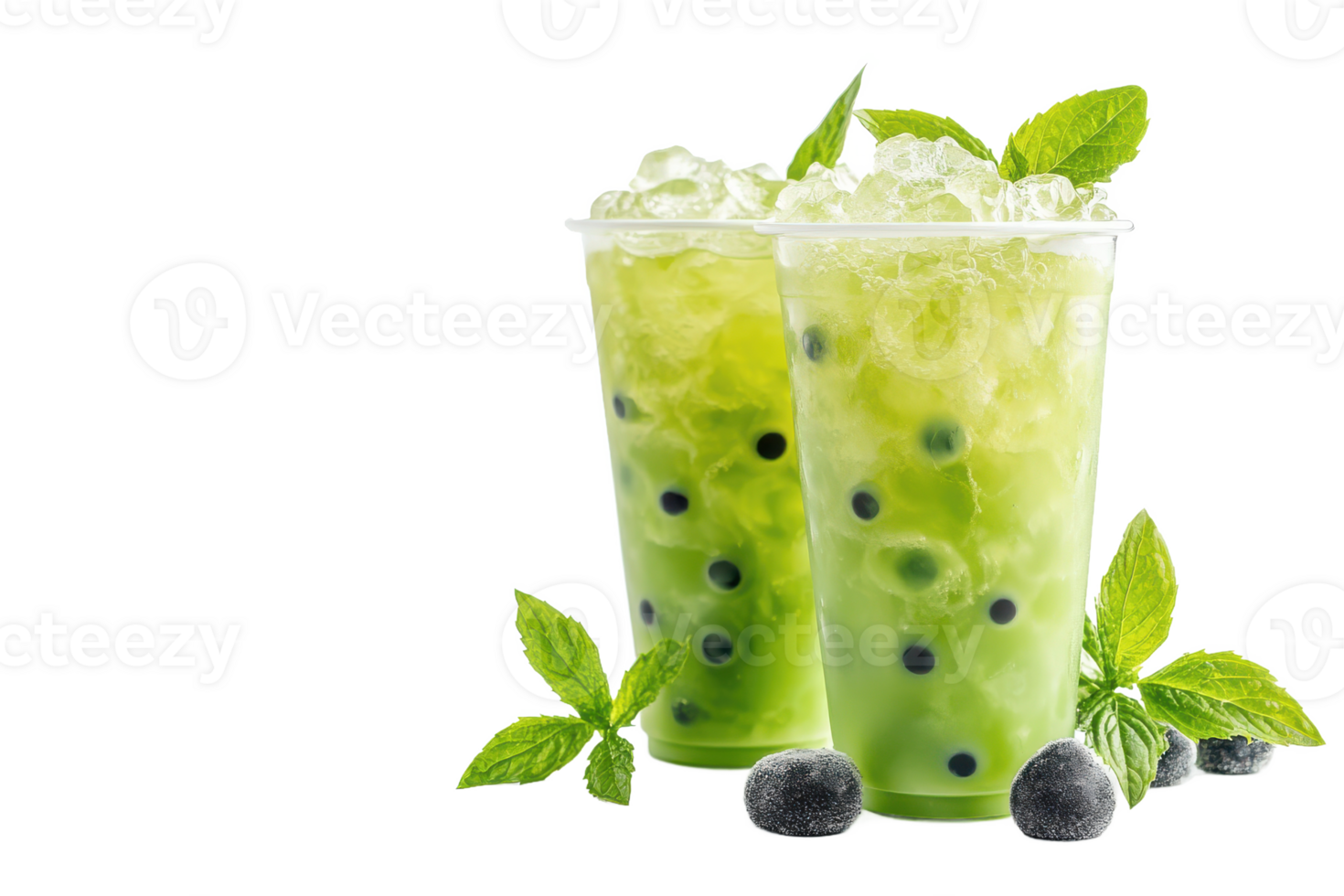 a refreshing green smoothie with ice png