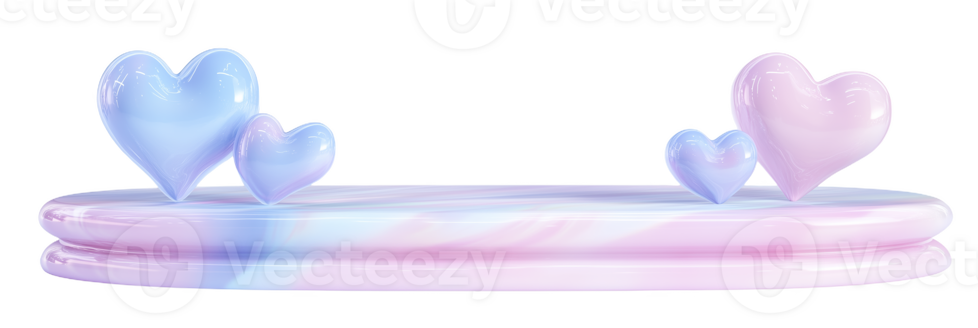 Floating pastel podium with smooth curves showcasing heart shaped decorations png
