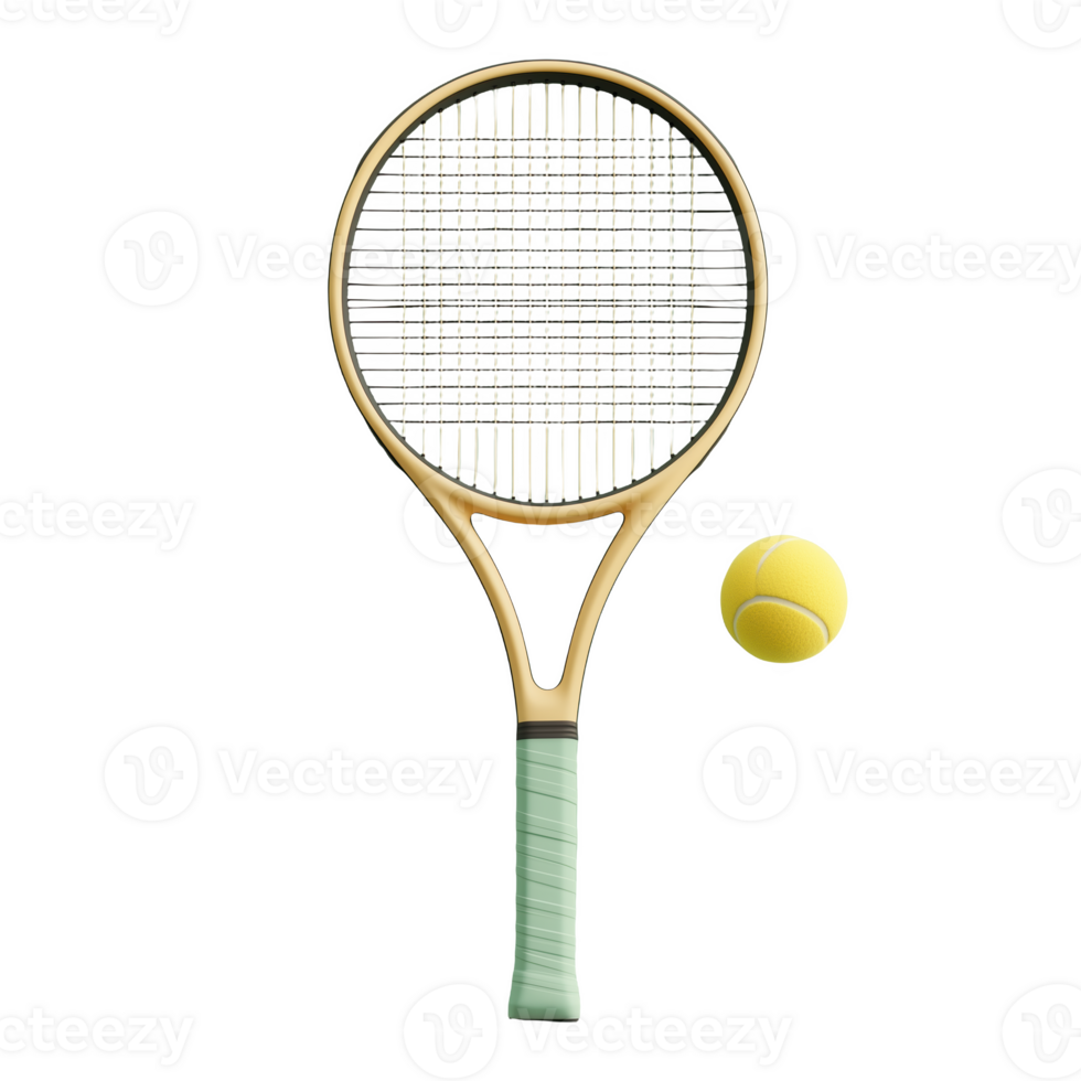 Tennis racket and ball in muted tones on a simple background with soft light png