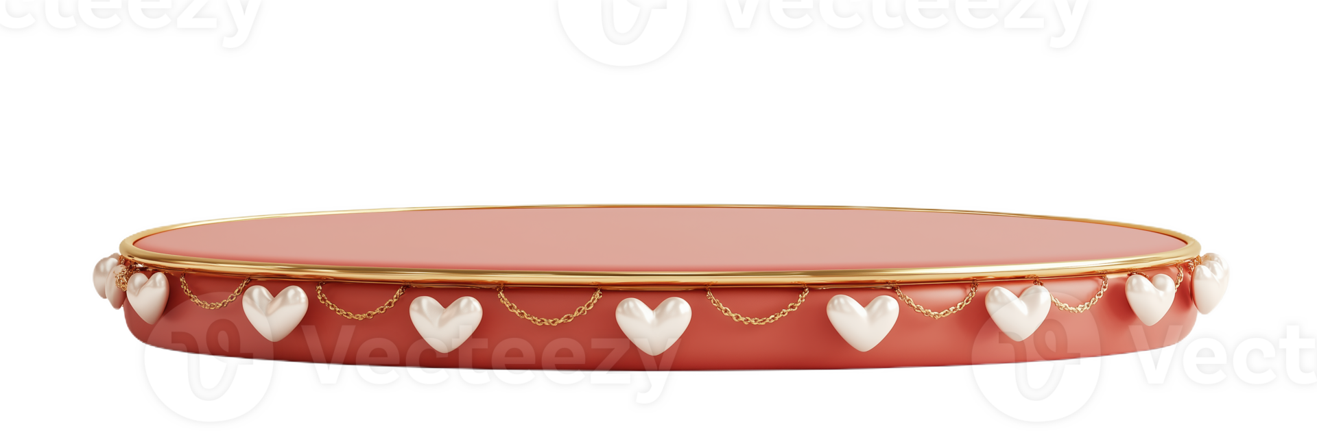 Elegant pastel red and soft gold podium with heart accents for decor displays png
