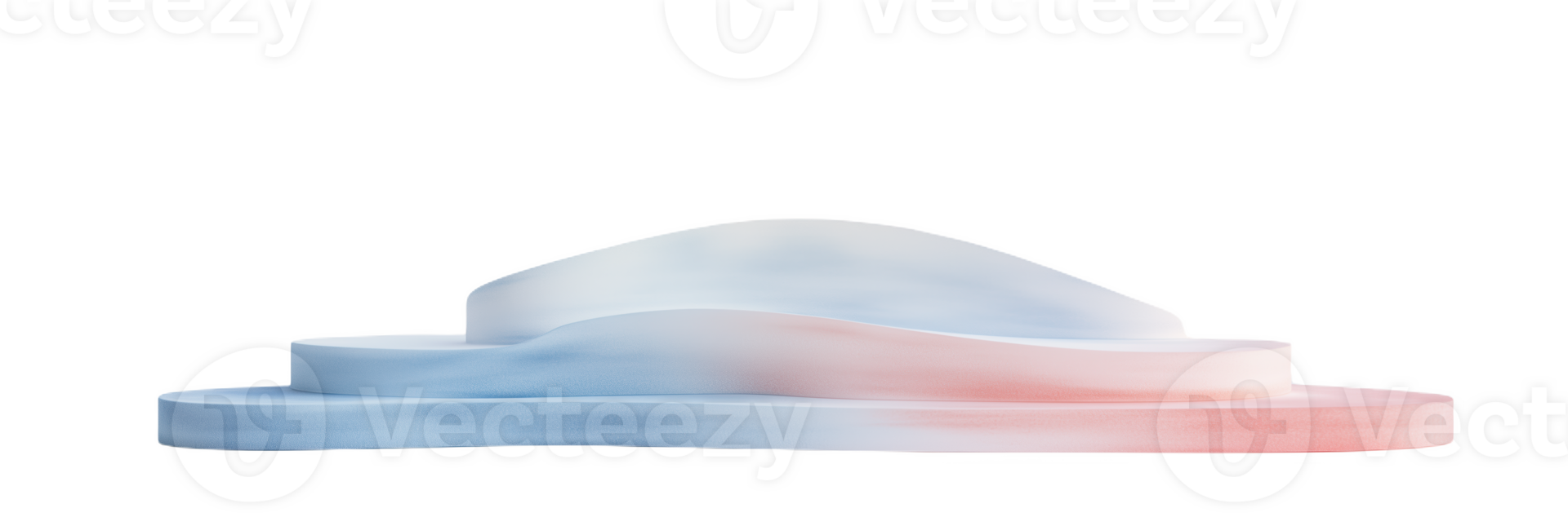 Curved layered podium in soft blue with subtle gradient shades for displays png