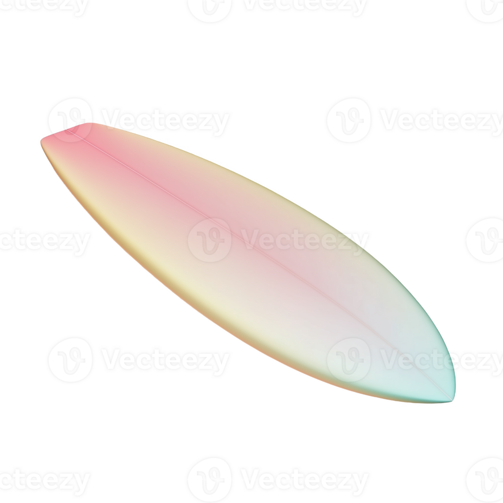 Pastel hues create a stylish surfboard perfect for beach adventures during summer png
