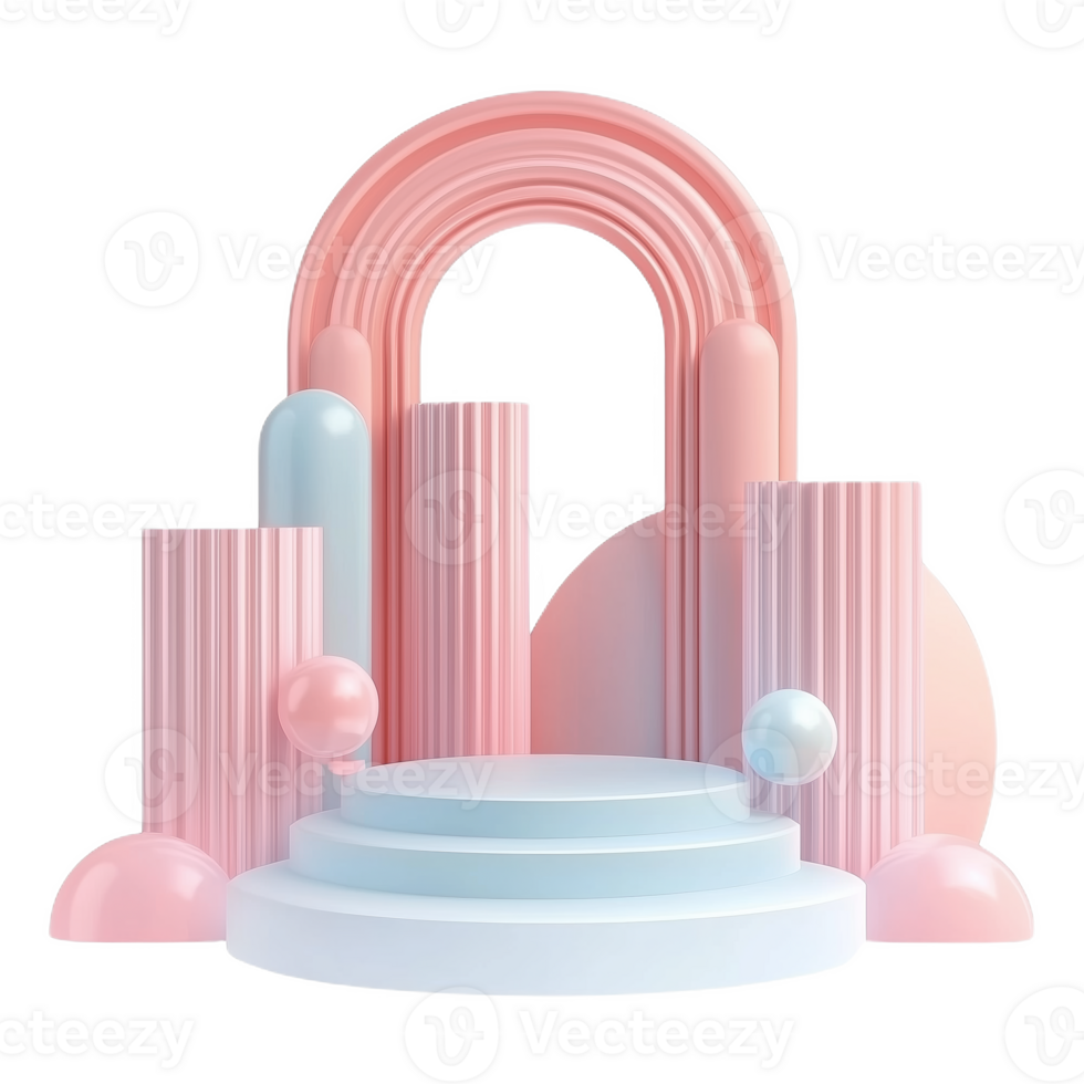 Elegant floating pastel podium designed for modern events with a stylish aesthetic png
