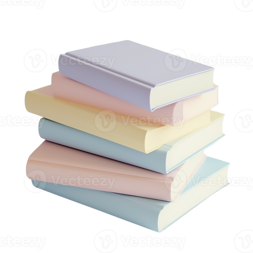Pastel colored stack of smooth books showcasing a calming and organized aesthetic png