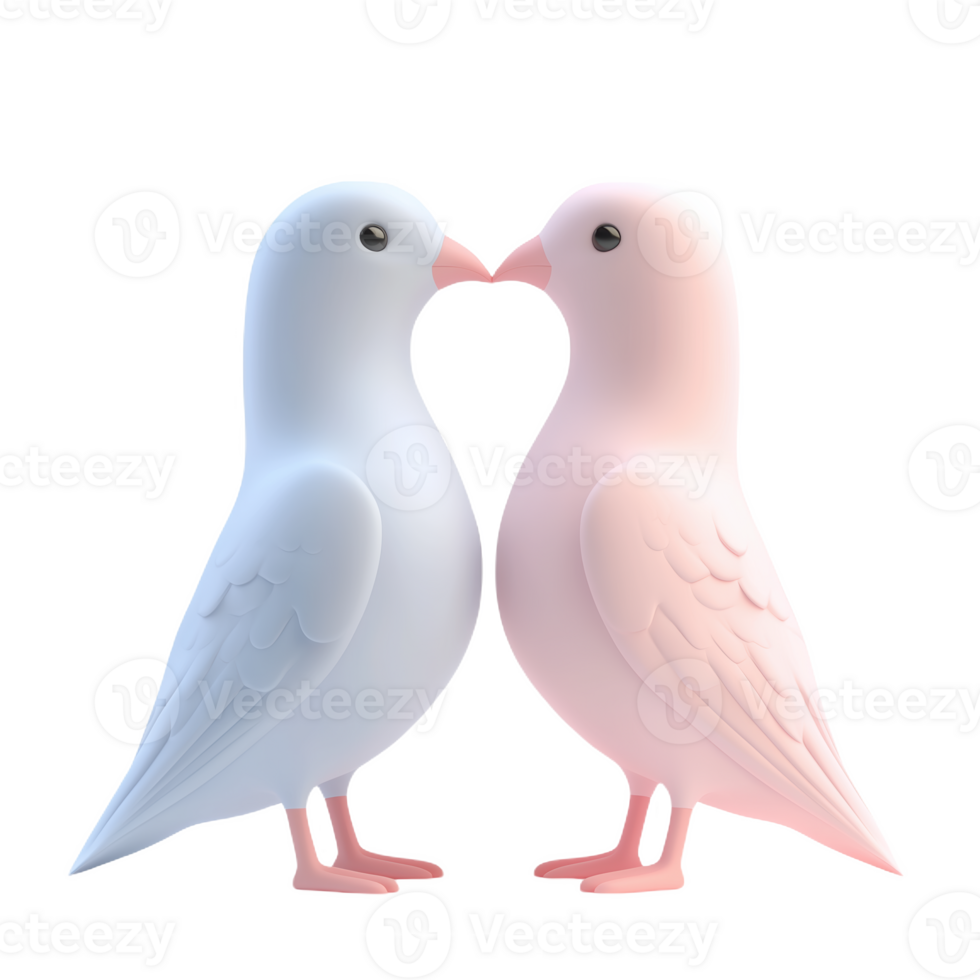 Pastel colored doves facing each other in a simple yet elegant arrangement png