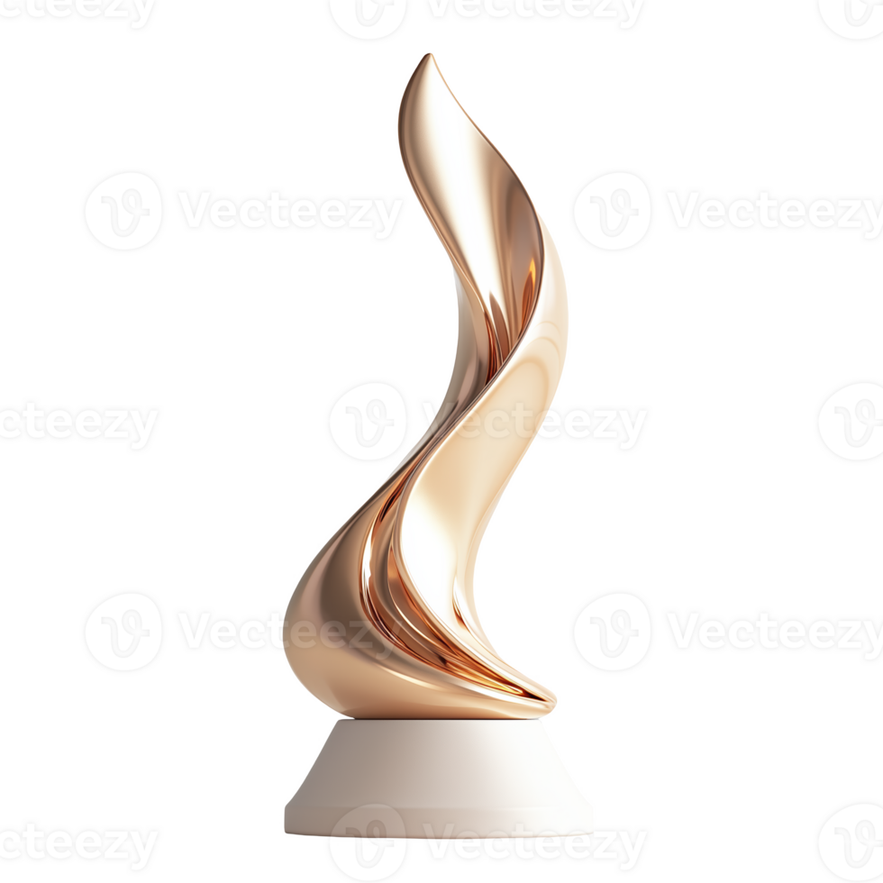 Elegant curved trophy standing on a round base for recognition and achievement png