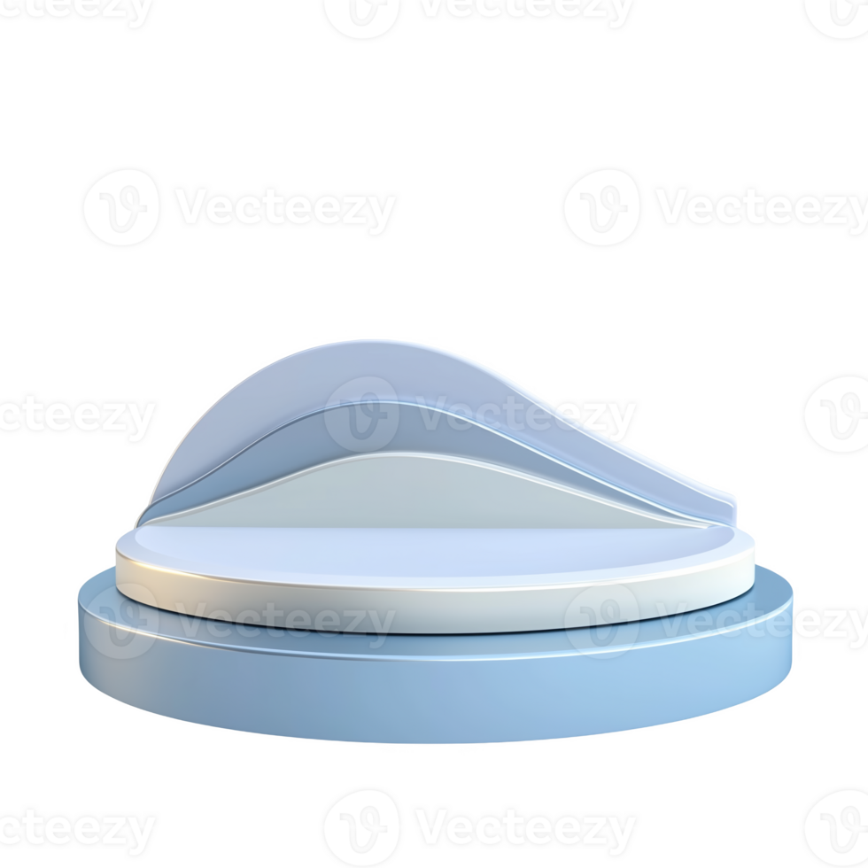 Curved layered podium in soft blue perfect for modern displays and presentations png