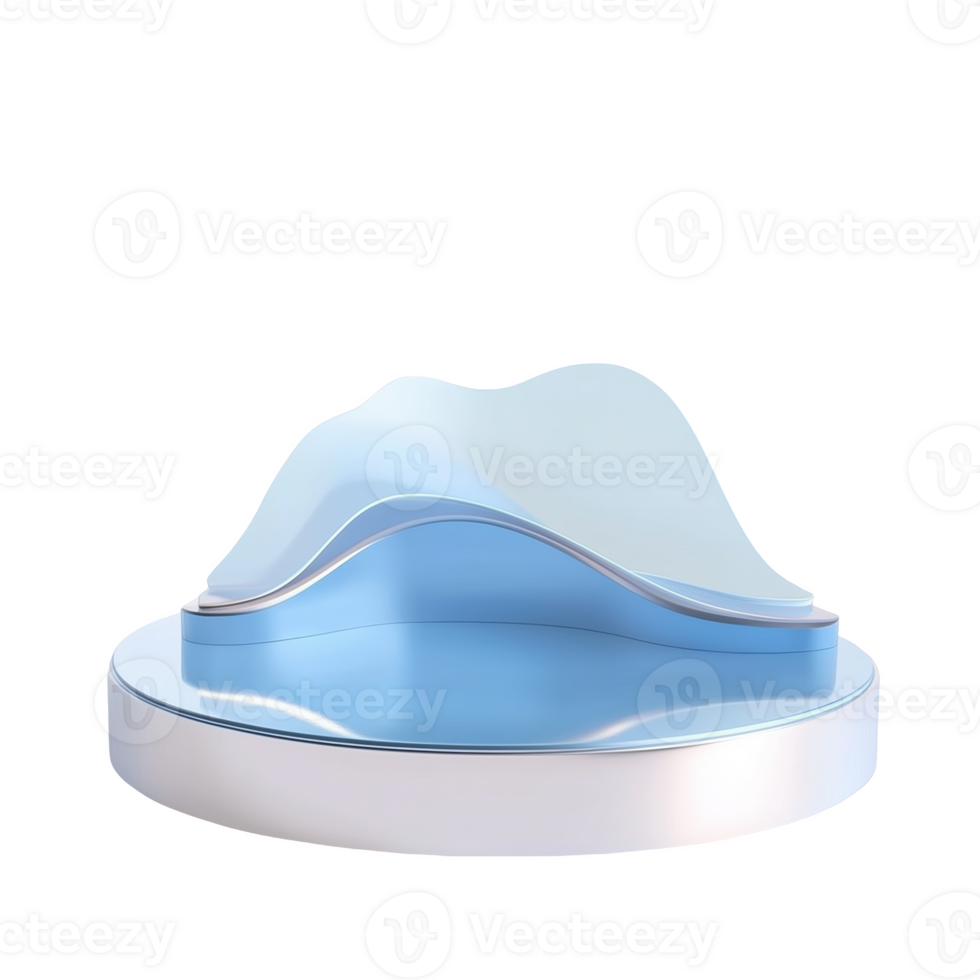 Layered curved podium design in soft blue for presentations and exhibitions png