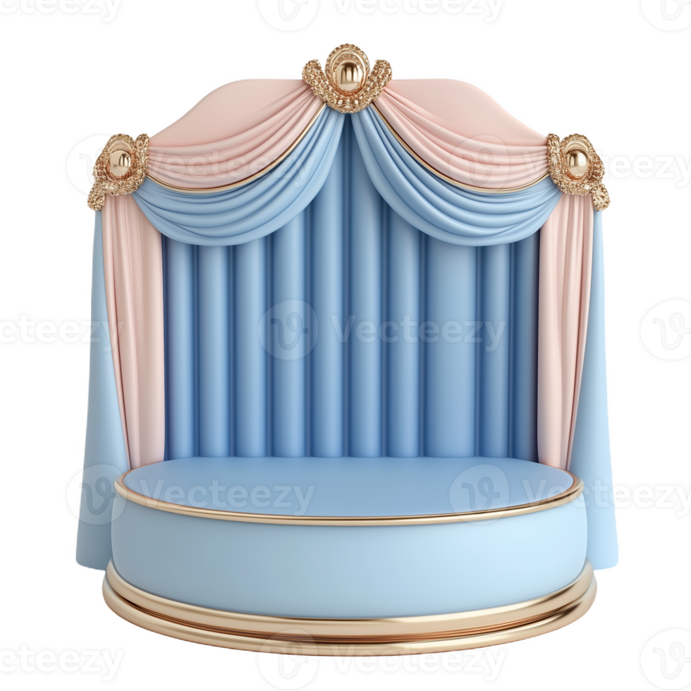 Curved podium design with soft blue and pink layers for events and presentations png