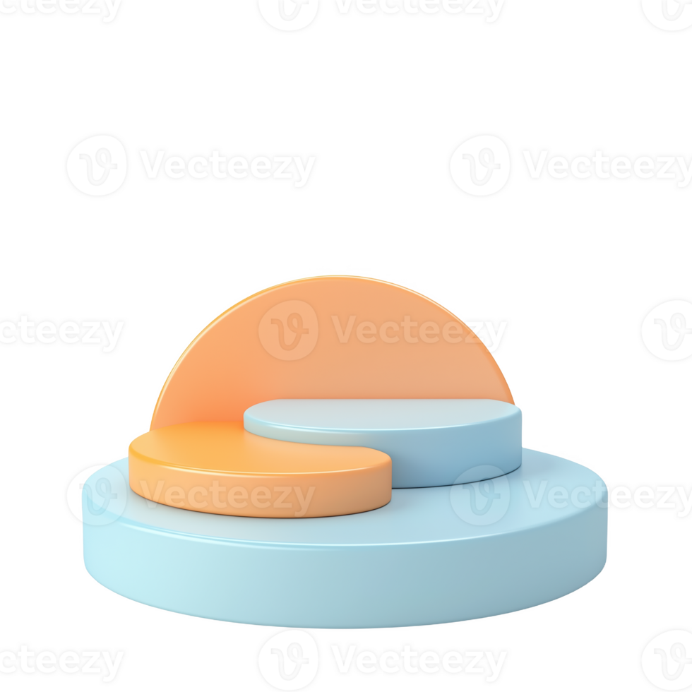 Pastel blue and soft orange podium set for creative display at exhibition or event png