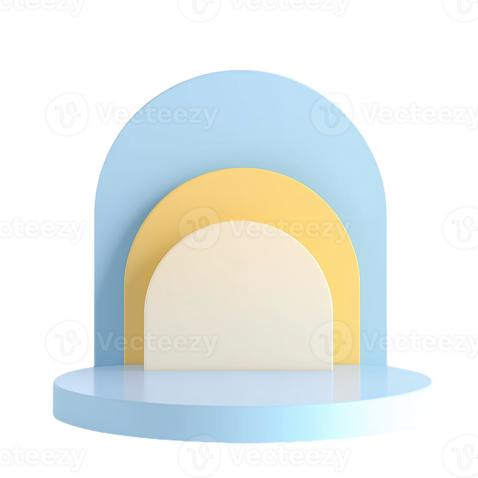 Pastel blue and soft yellow podium design for creative presentations and displays png