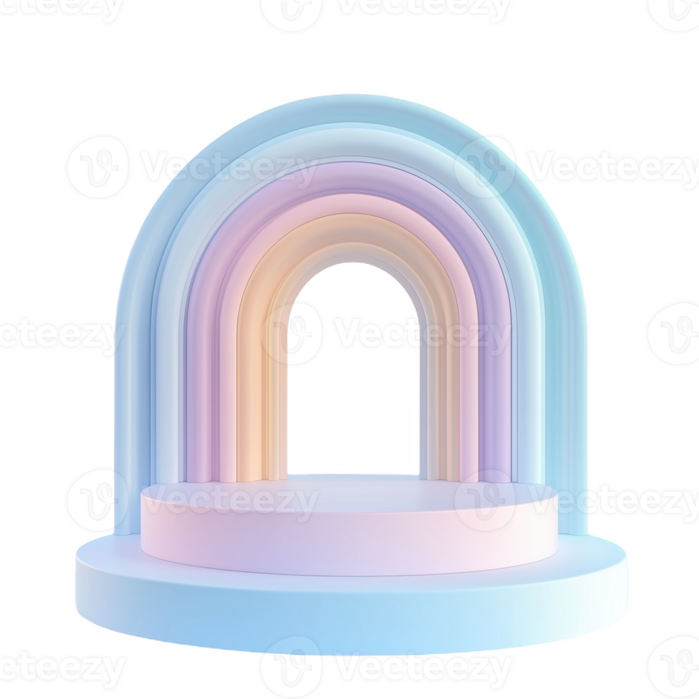 Pastel geometric podium with layered arches for display and decoration purposes png