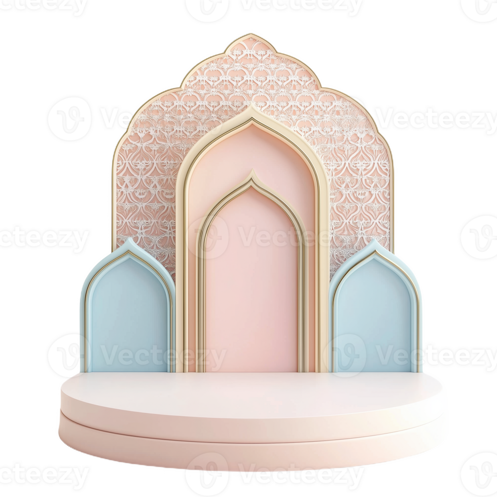 Decorative pastel colored geometric podium for events and presentations png