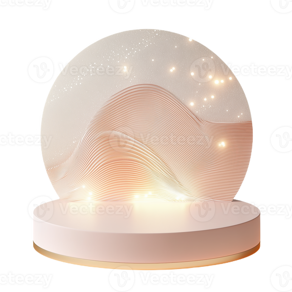 Podium designed with round pastel tones and abstract patterns in a modern setting png