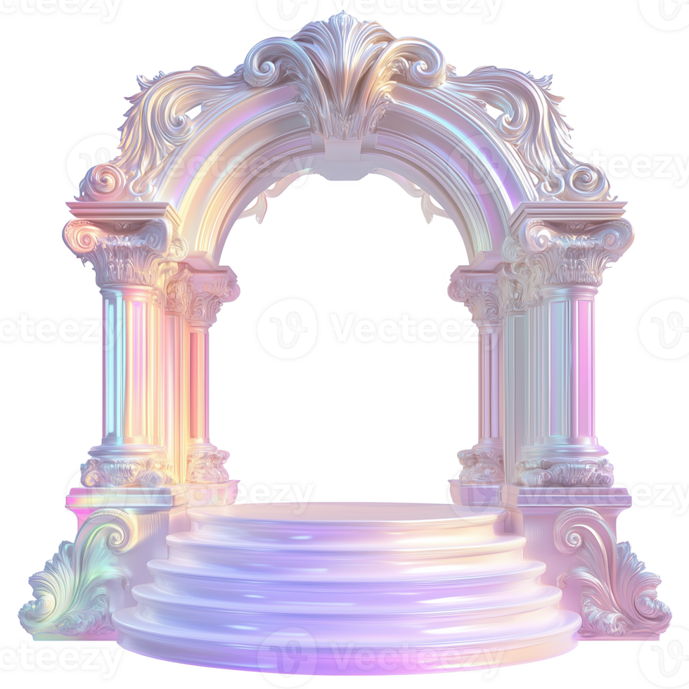 Pastel toned podium with an iridescent finish set for an elegant event backdrop png