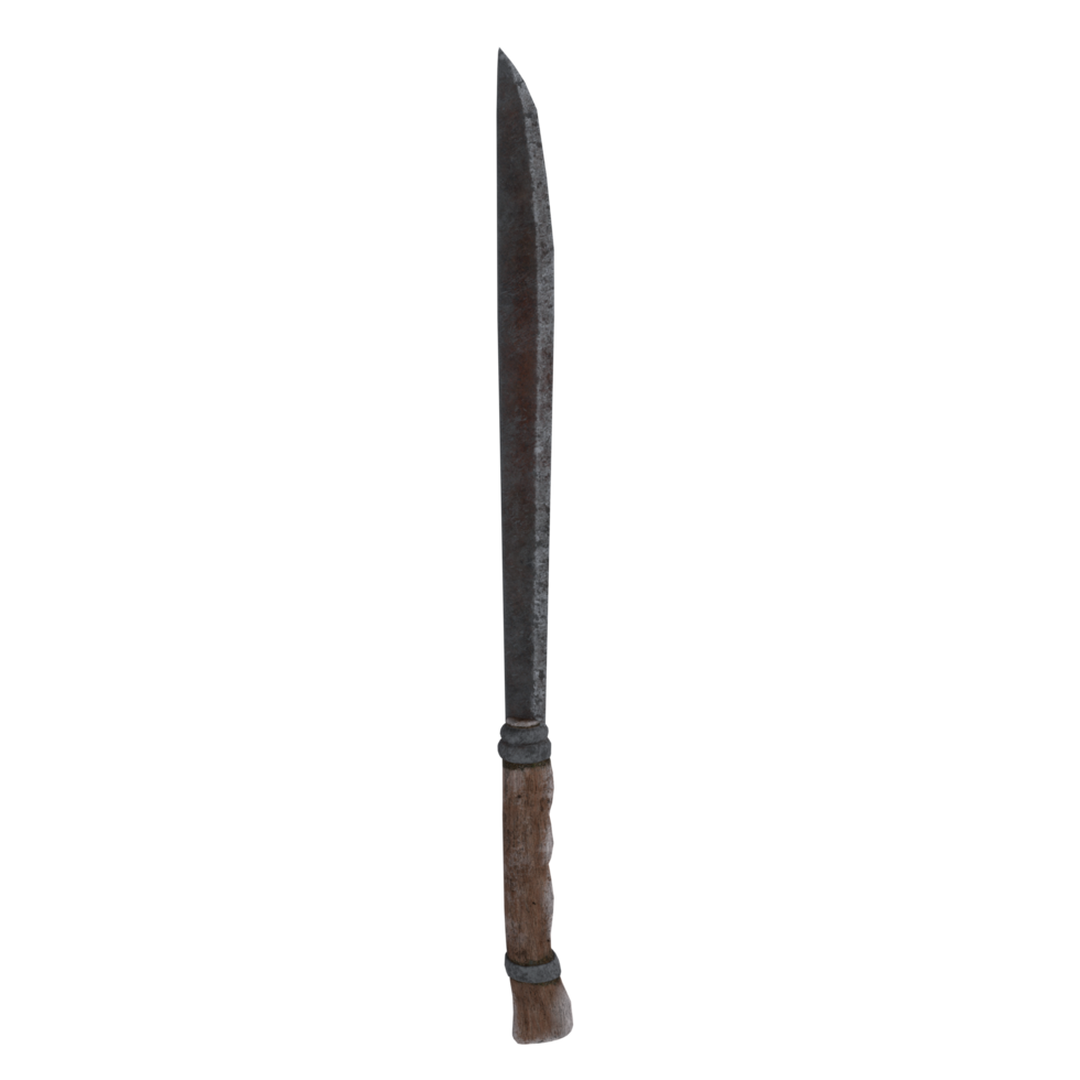 Detailed 3D rendering of a traditional sword with a wooden handle png
