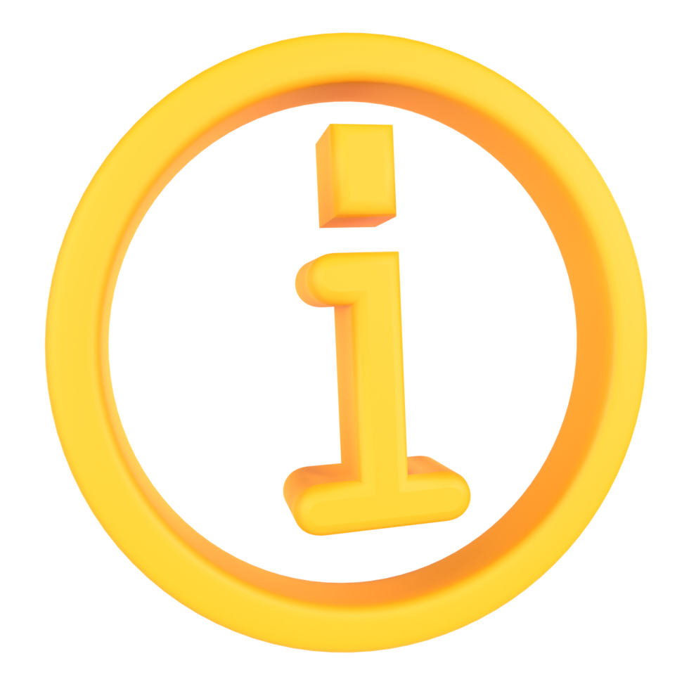 Yellow information symbol isolated on transparent png